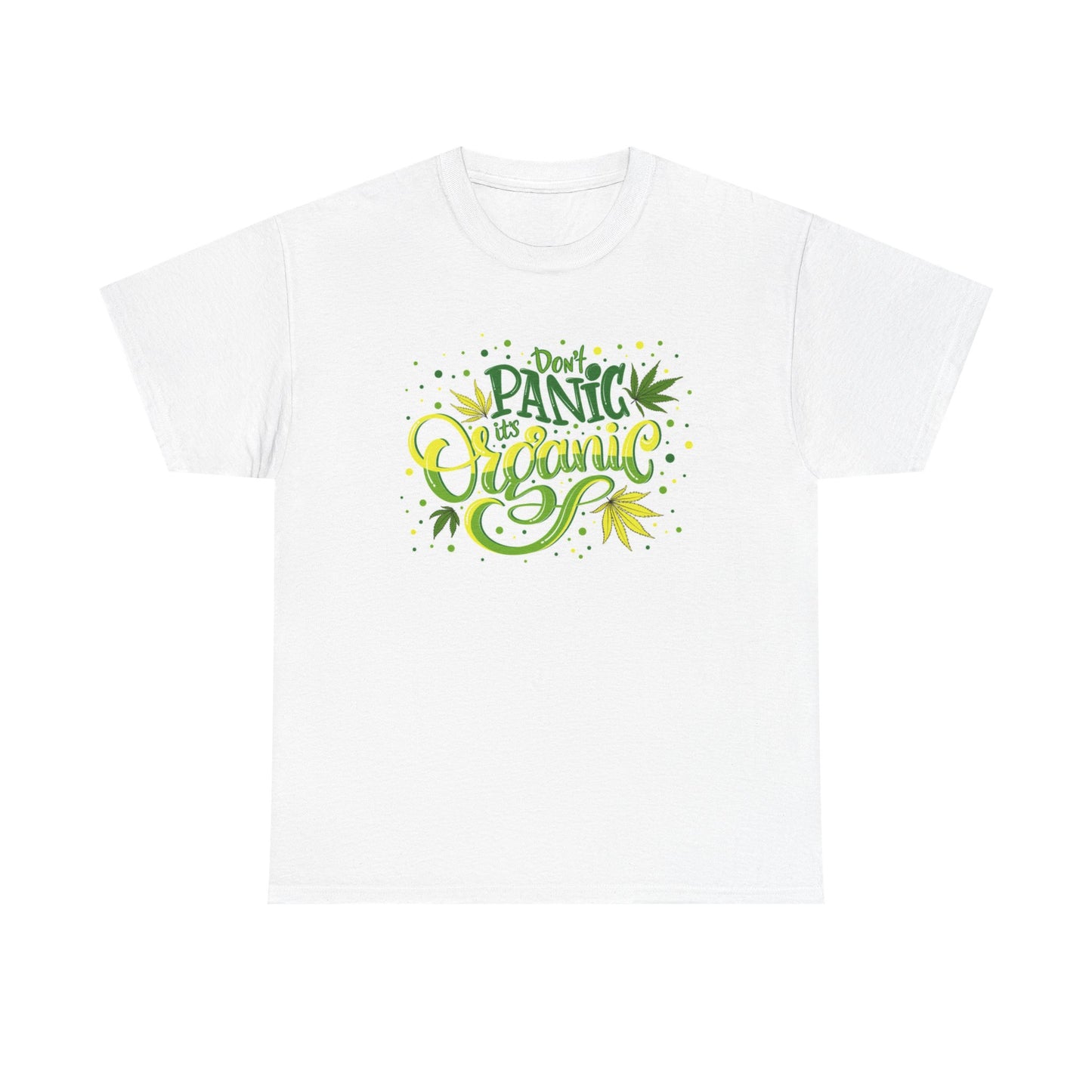 Don't Panic Its Organic T shirt Retro Funny Weed Graphic Unisex Heavy Cotton Tee