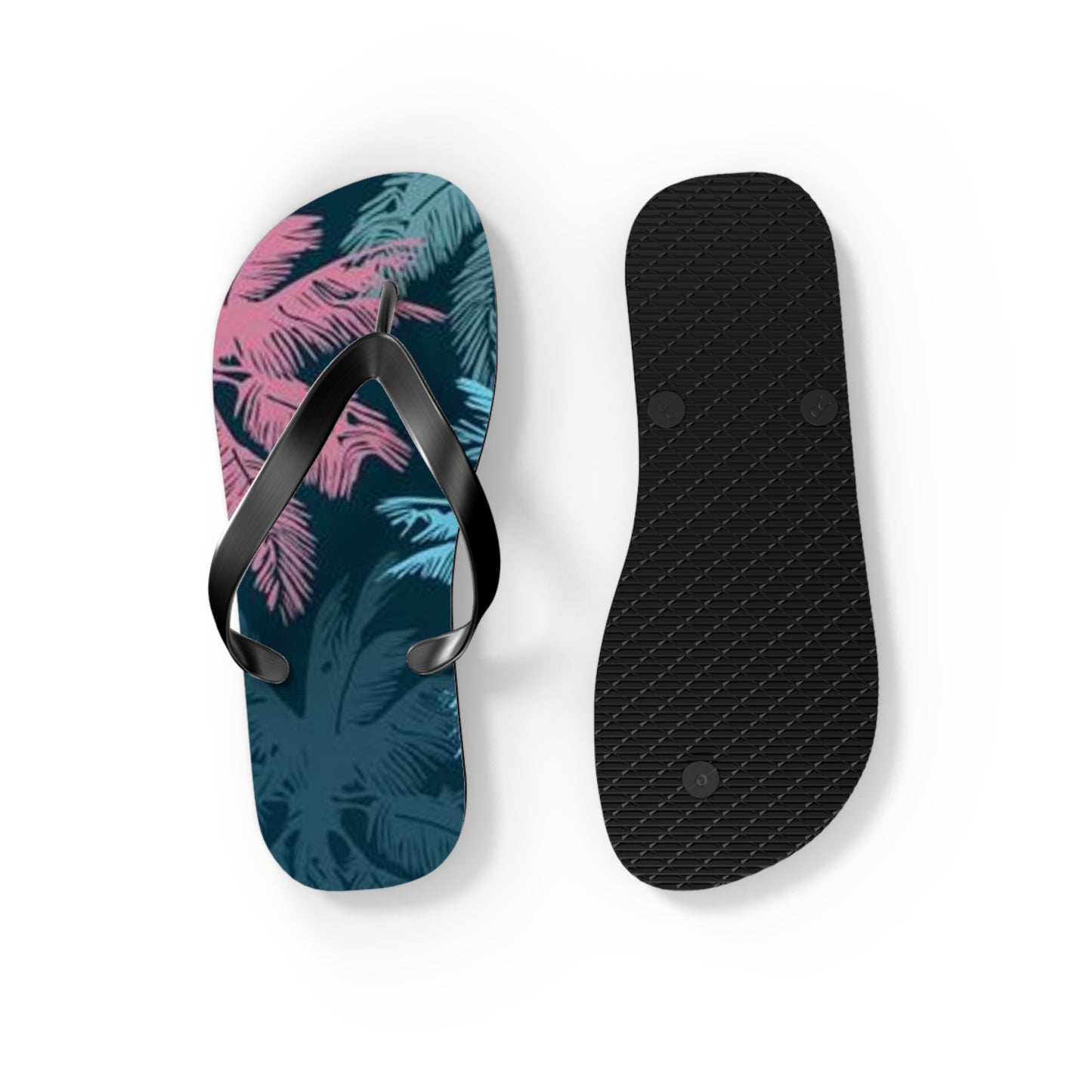 Pink And Blue Palm Trees Sandals Summer Flip Flops Slides BRAND NEW