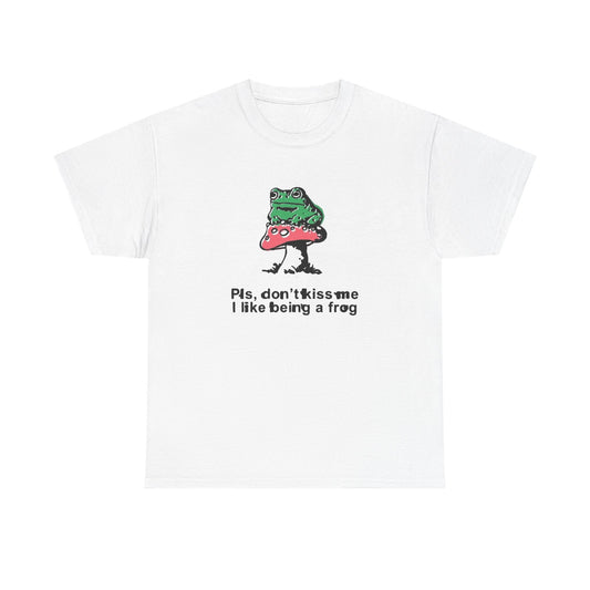 Don't Kiss Me I Like Being A Frog Graphic T Shirt Men's Heavy Cotton Tee