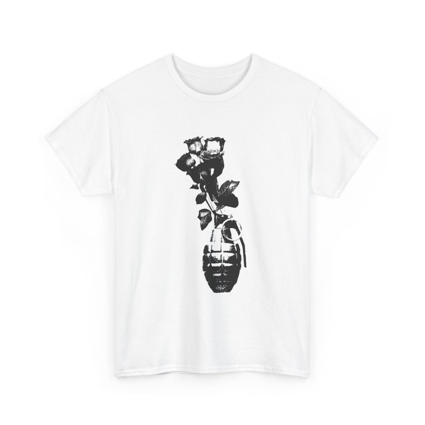 Roses In Grenade Art Painting T Shirt Graphic Unisex Heavy Cotton Tee NEW GIFT