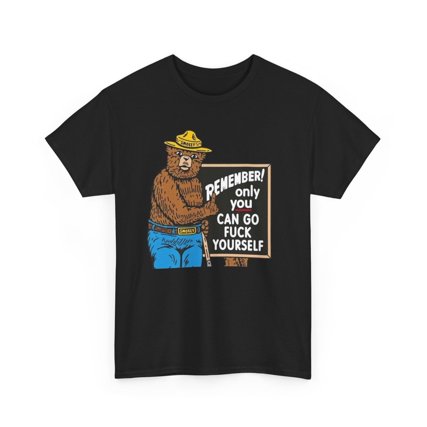 Smokey The Bear Graphic T Shirt Funny Vintage Jokes Unisex Heavy Cotton Tee