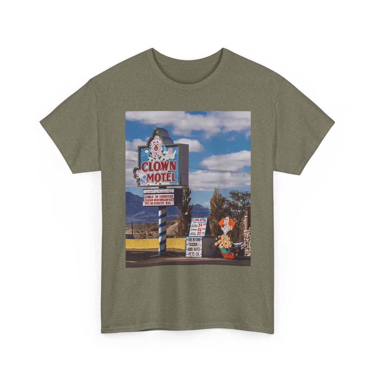Clown Motel Graphic T Shirt Vintage Fair Funny Retro Unisex Heavy Cotton Tee
