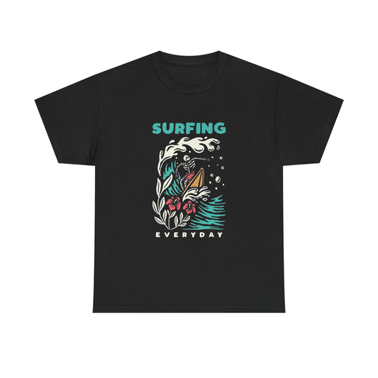 Surfing Everyday Graphic T Shirt Unisex Heavy Cotton Tee Gift