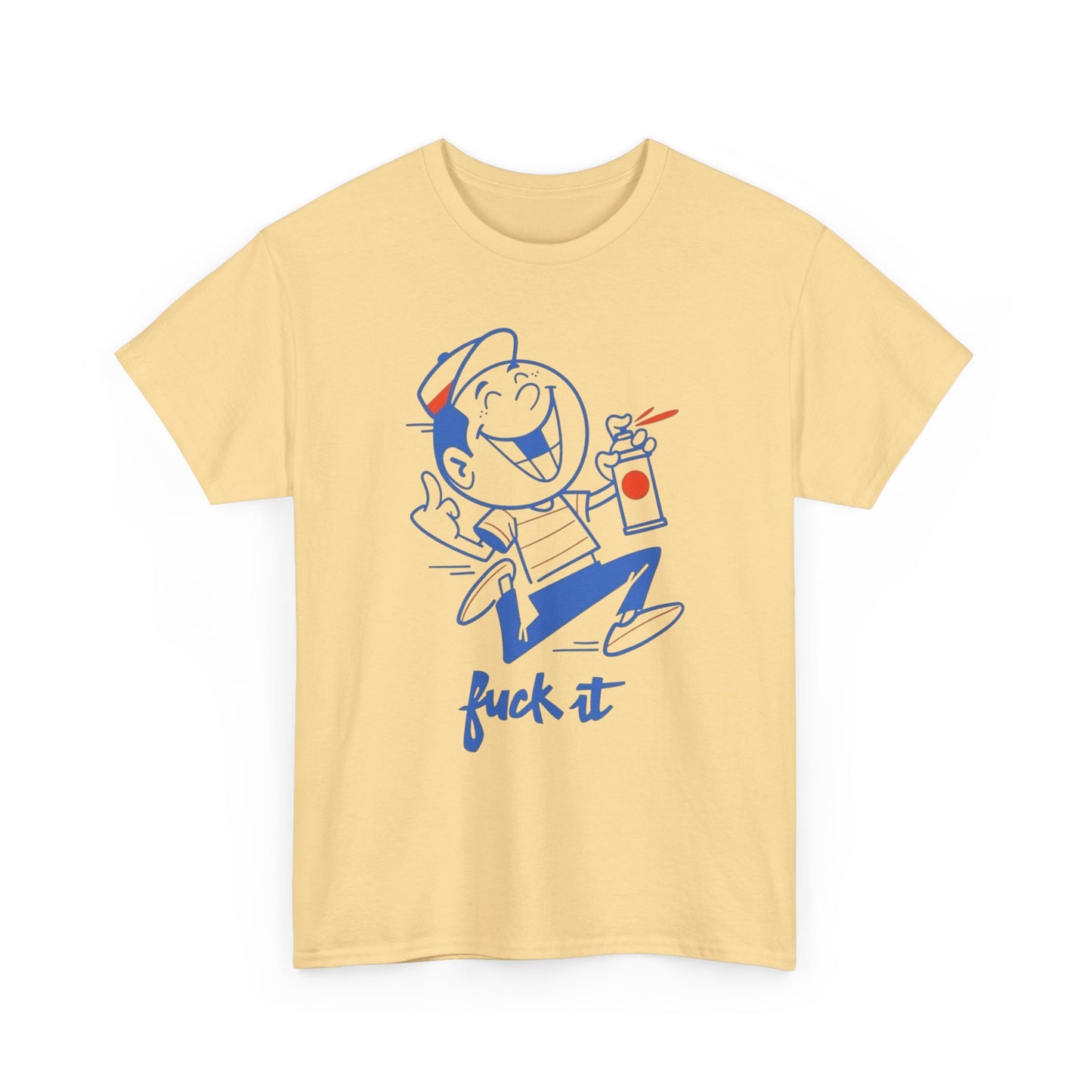 Retro Cartoon F It Funny Graphic T-Shirt Comfy Cotton Tee Brand NEW