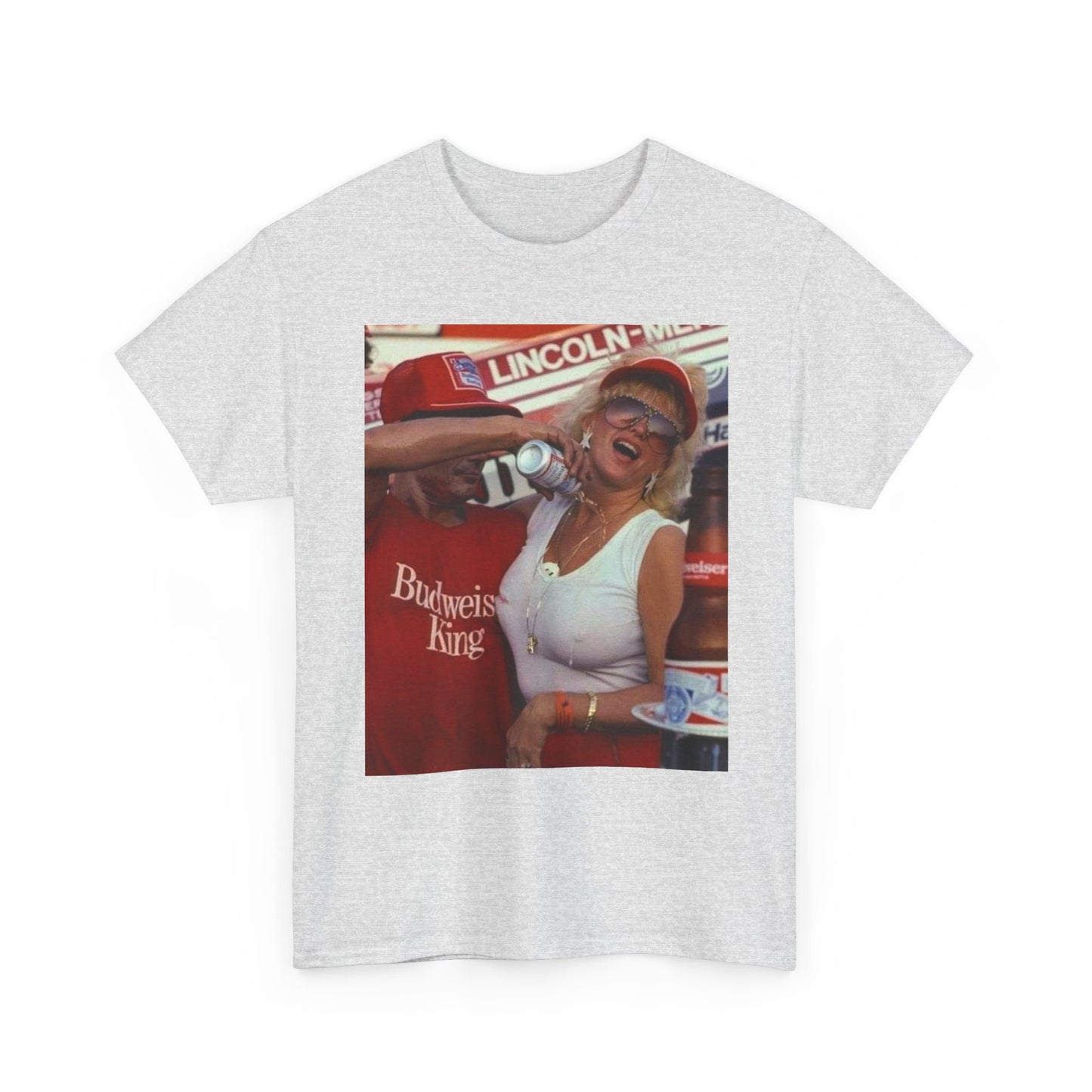 Bud Vintage Beer Poster Racing T Shirt Graphic Unisex Heavy Cotton Tee NEW GIFT