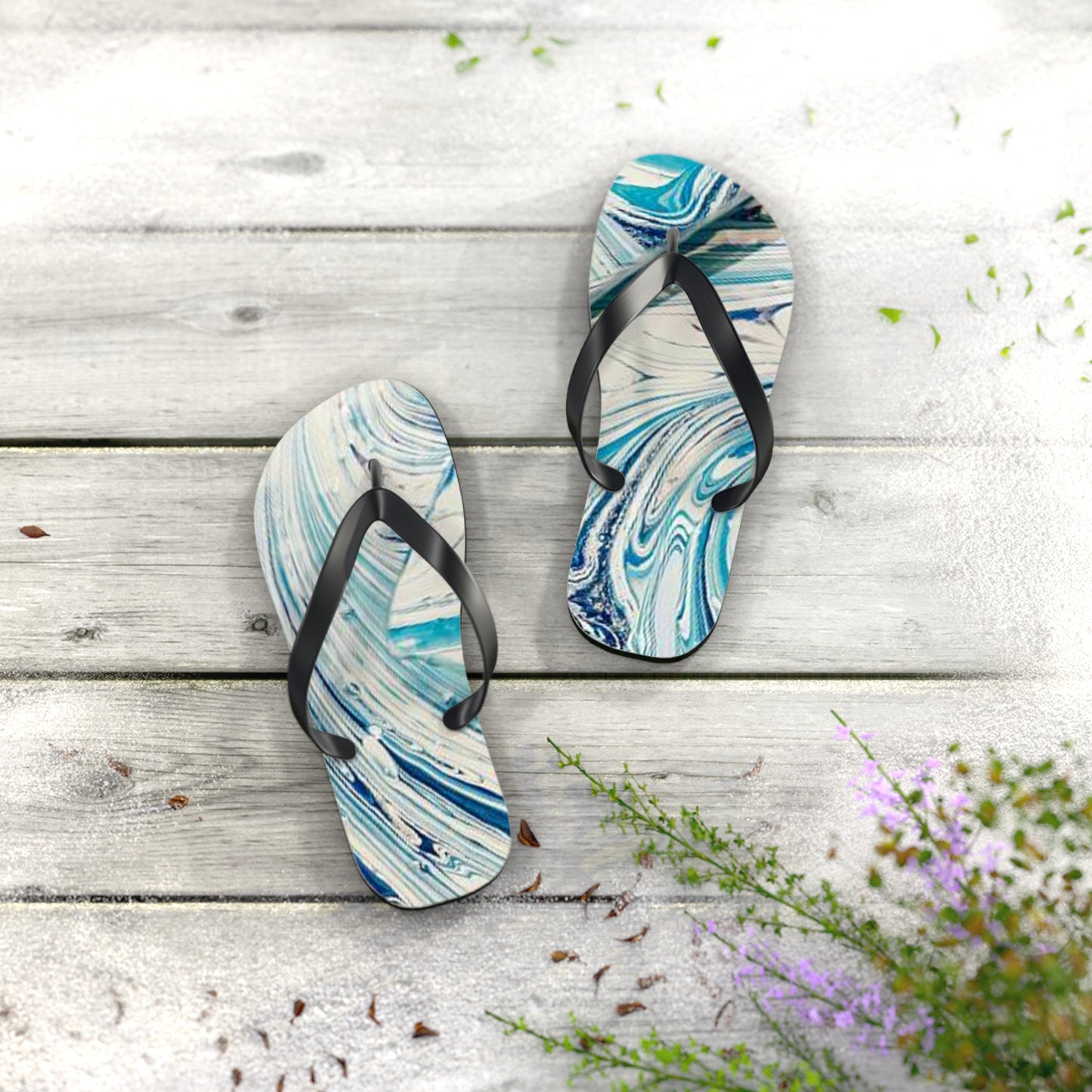 Turquoise Marble Sandals, Beach Shoes, Vacation Flip Flops, Pool Slides