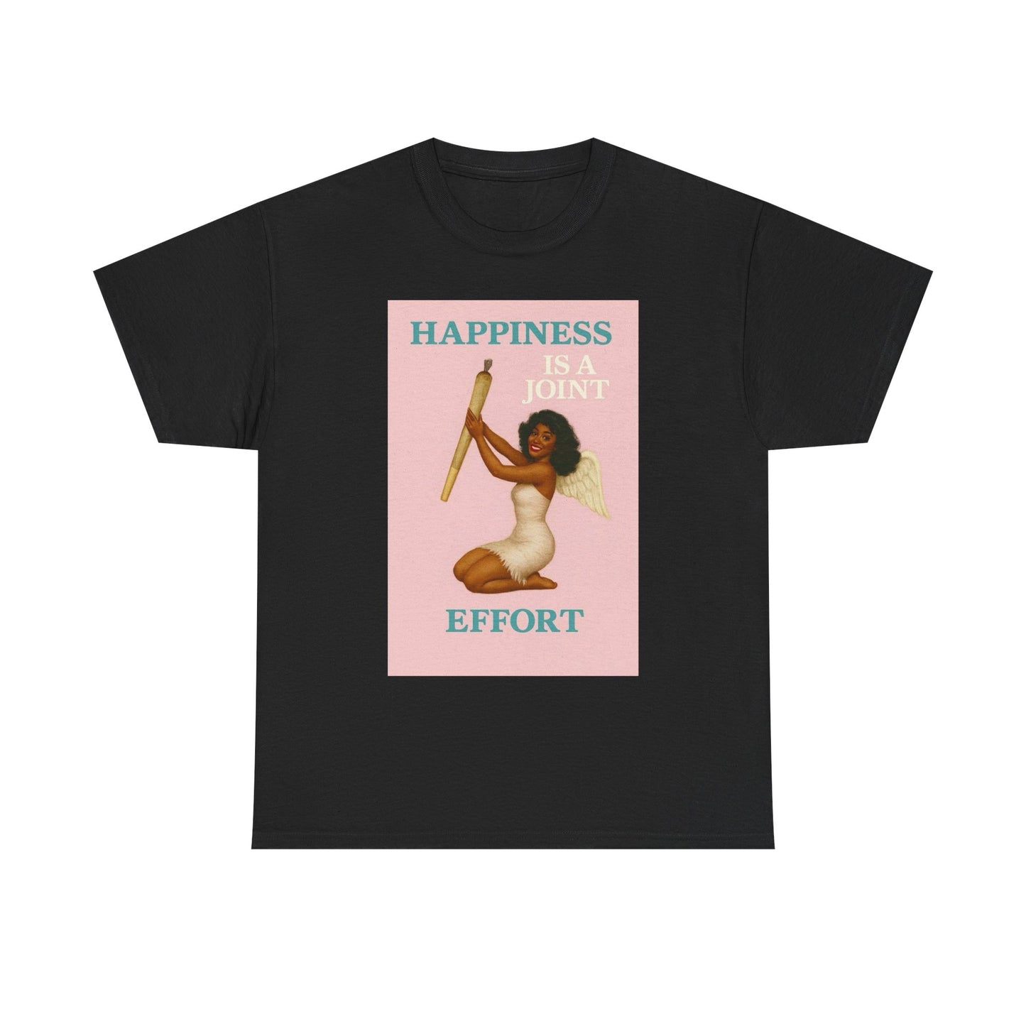 Happiness Is A Joint Effort Graphic T-Shirt Womens Comfy Cotton Tee NEW