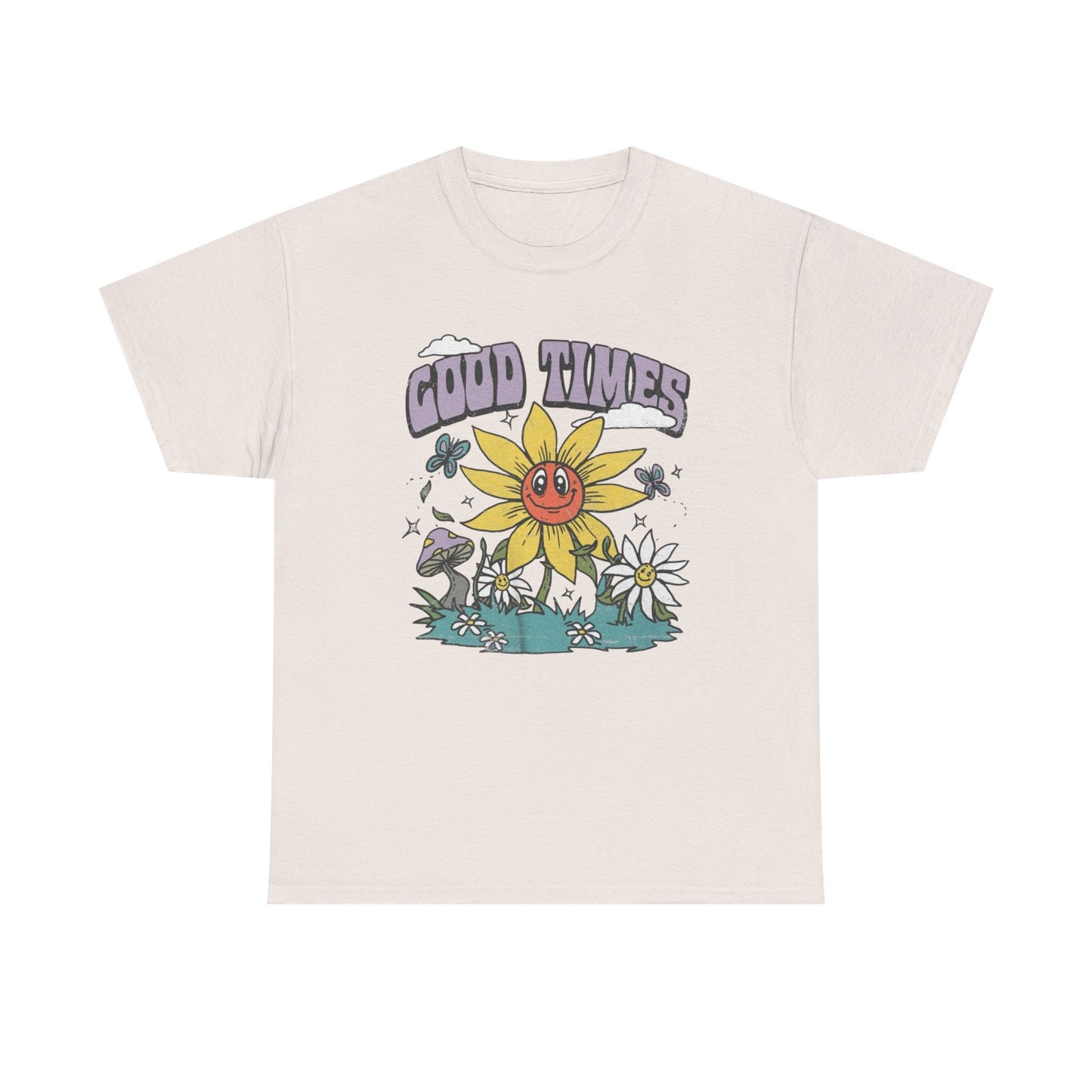 Good Times Sunflower Graphic T Shirt Unisex Heavy Cotton Tee