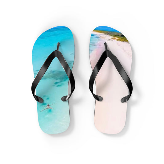 Ocean Beach Graphic Flip Flops, Sandals Slides, Summer Footwear, Brand New