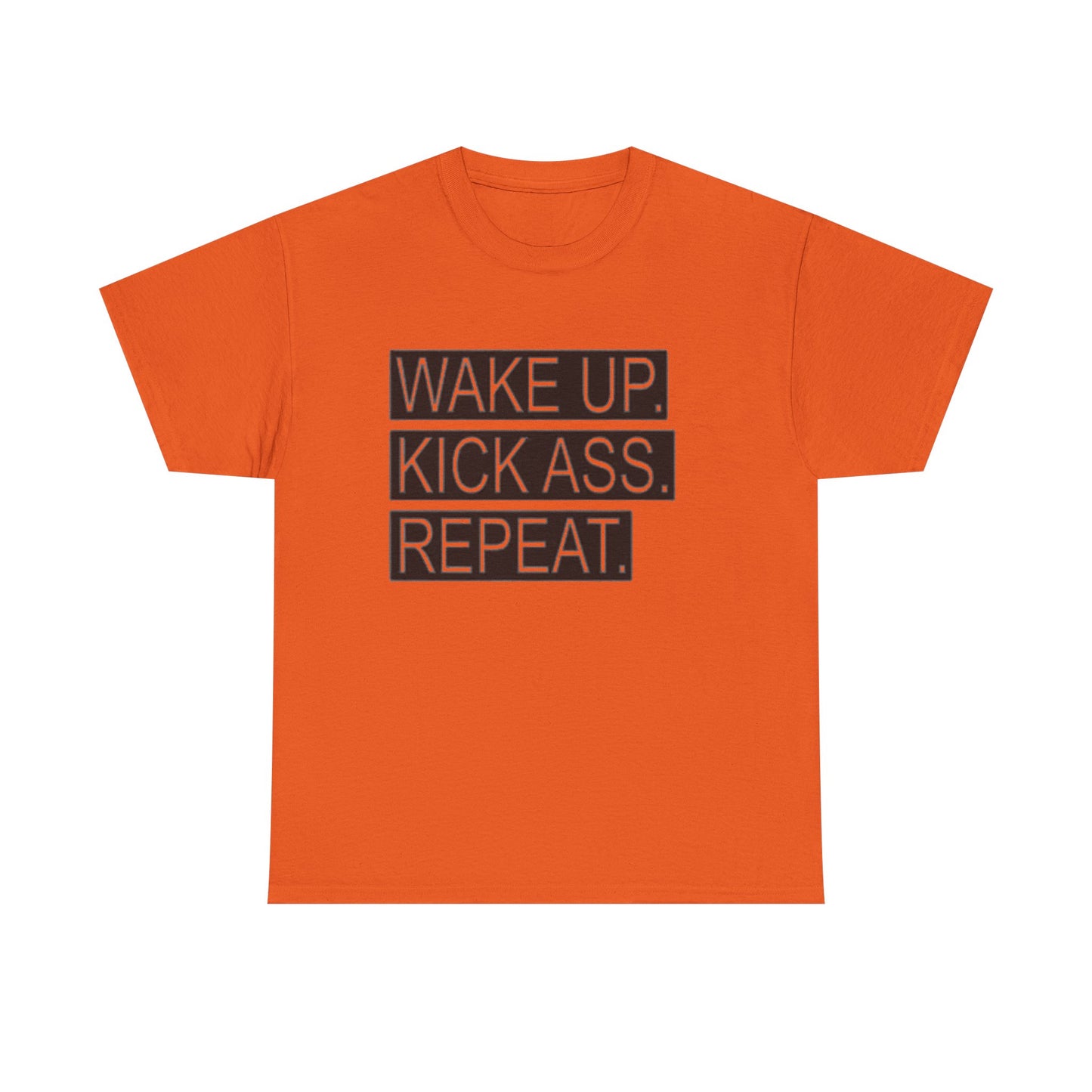 Wake Up Kick Ass Repeat GYM Graphic T Shirt NEW Unisex Heavy Cotton Tee