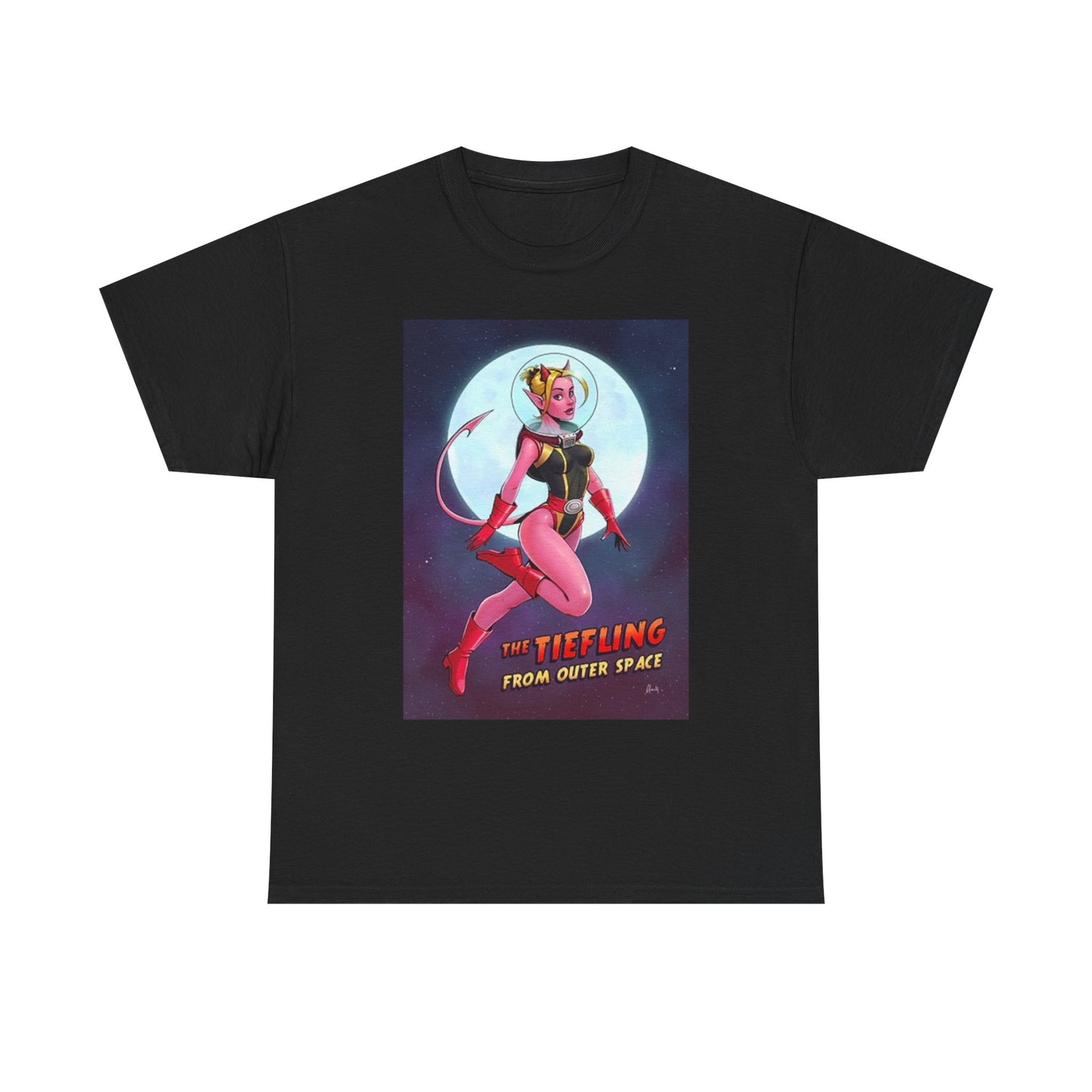 The Tiefling From Outer Space T Shirt Graphic Cartoon Unisex Heavy Cotton Tee