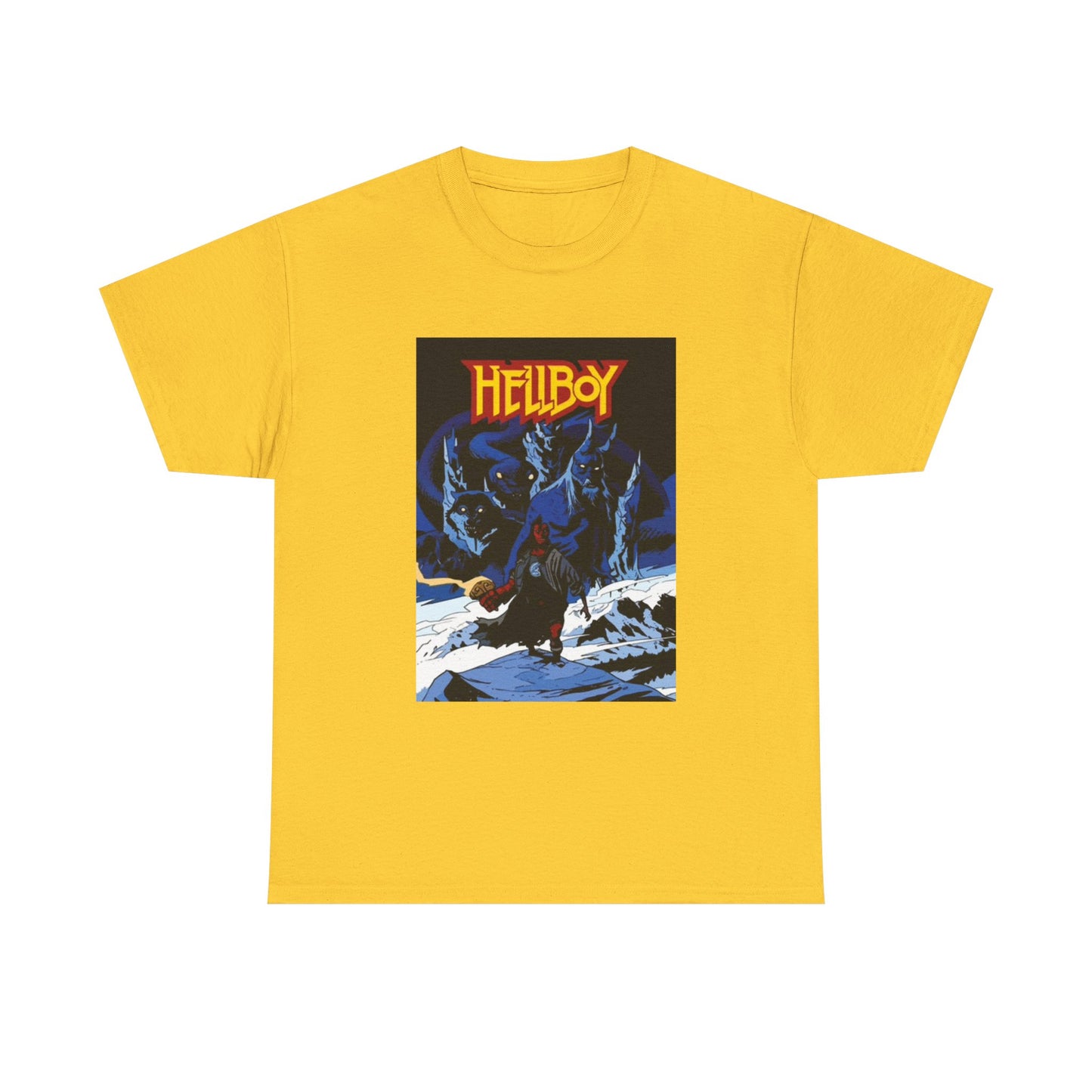 Hellboy Movie Poster Shirt Retro Cartoon Graphic Unisex Heavy Cotton Tee