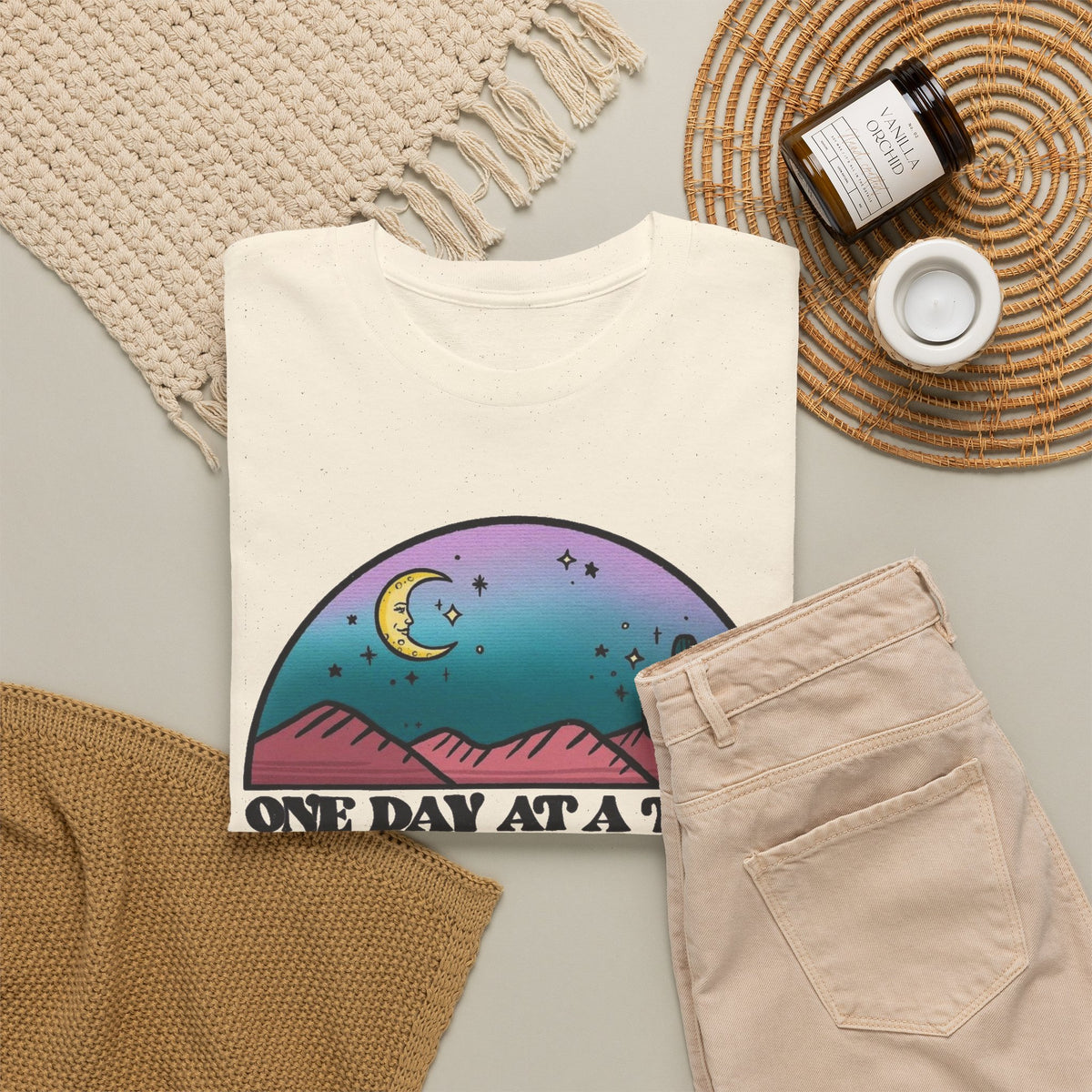 One Day At A Time Graphic T Shirt Men's Heavy Cotton Tee