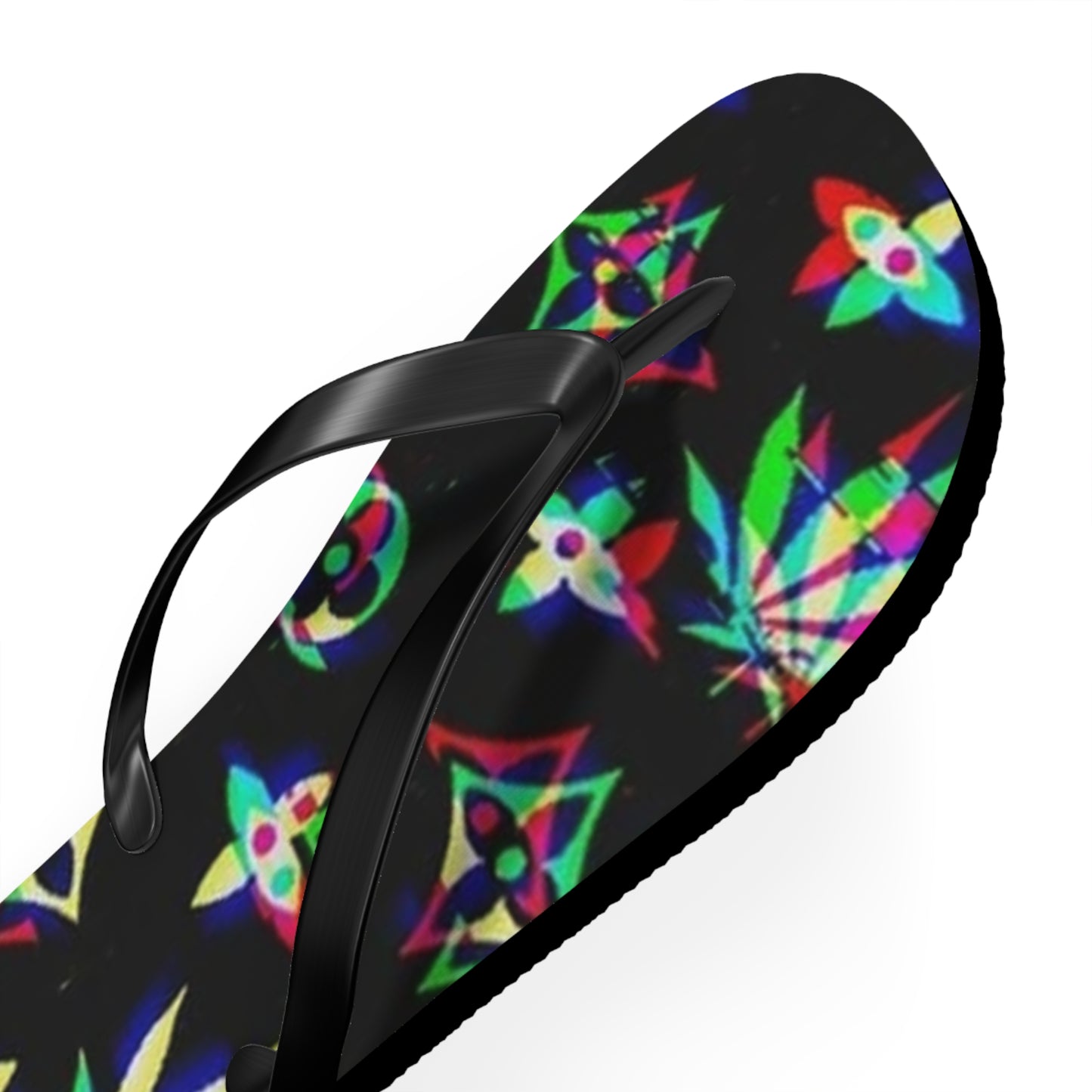 WAVES And SUN Co Sandals Weed Leafs  - Flip Flops -Slides Summer Beach BRAND NEW
