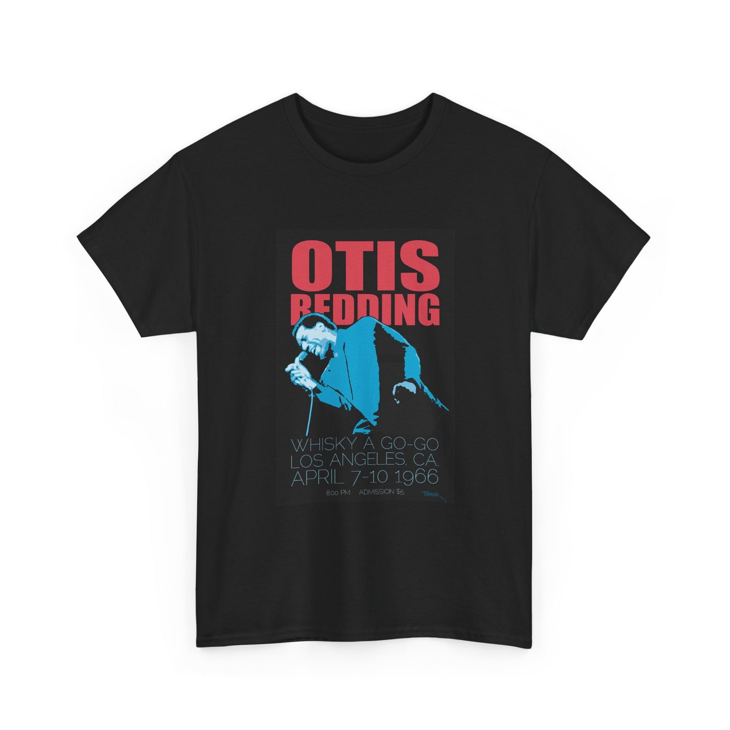 Otis Redding Tshirt Poster Concert 1966 LA Whiskey Unisex Heavy Cotton Tee