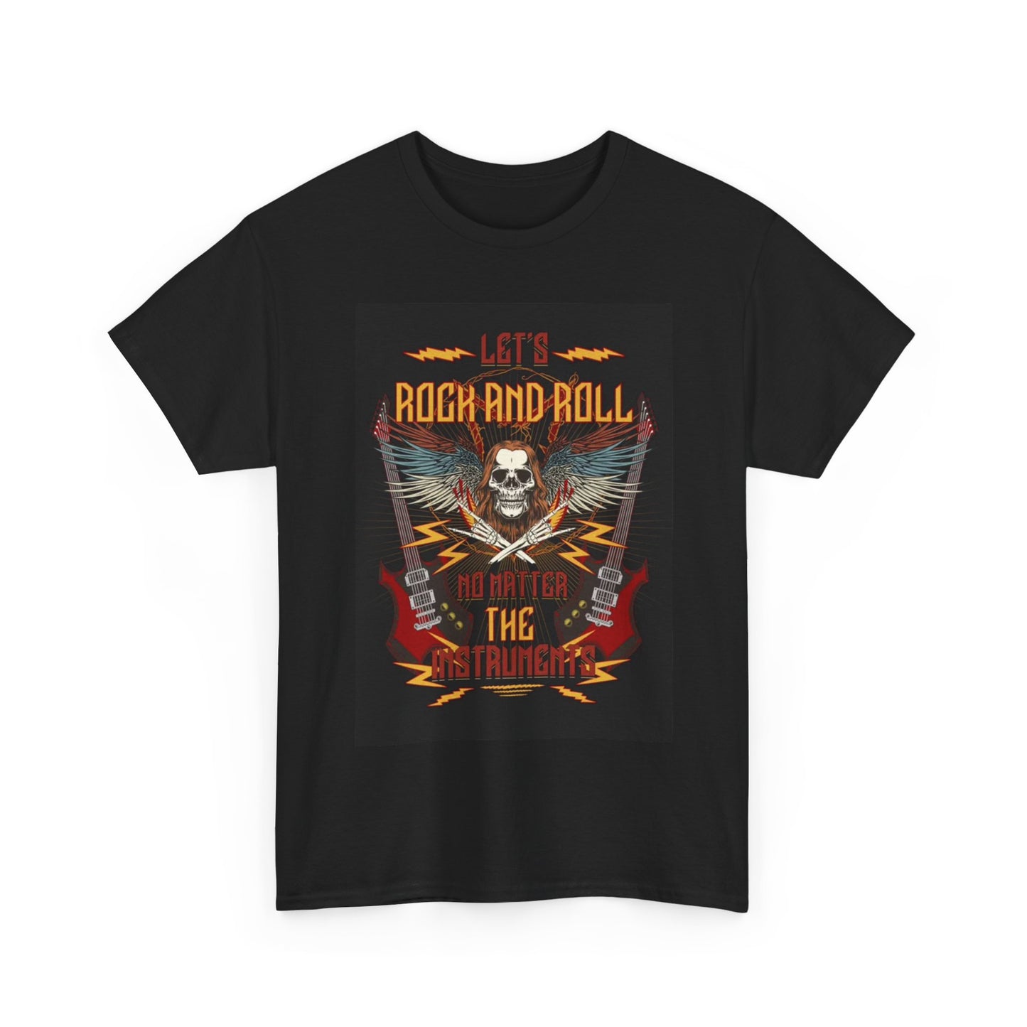 Guitar Rock and Roll T shirt Guitarist Musician Retro Unisex Heavy Cotton Tee
