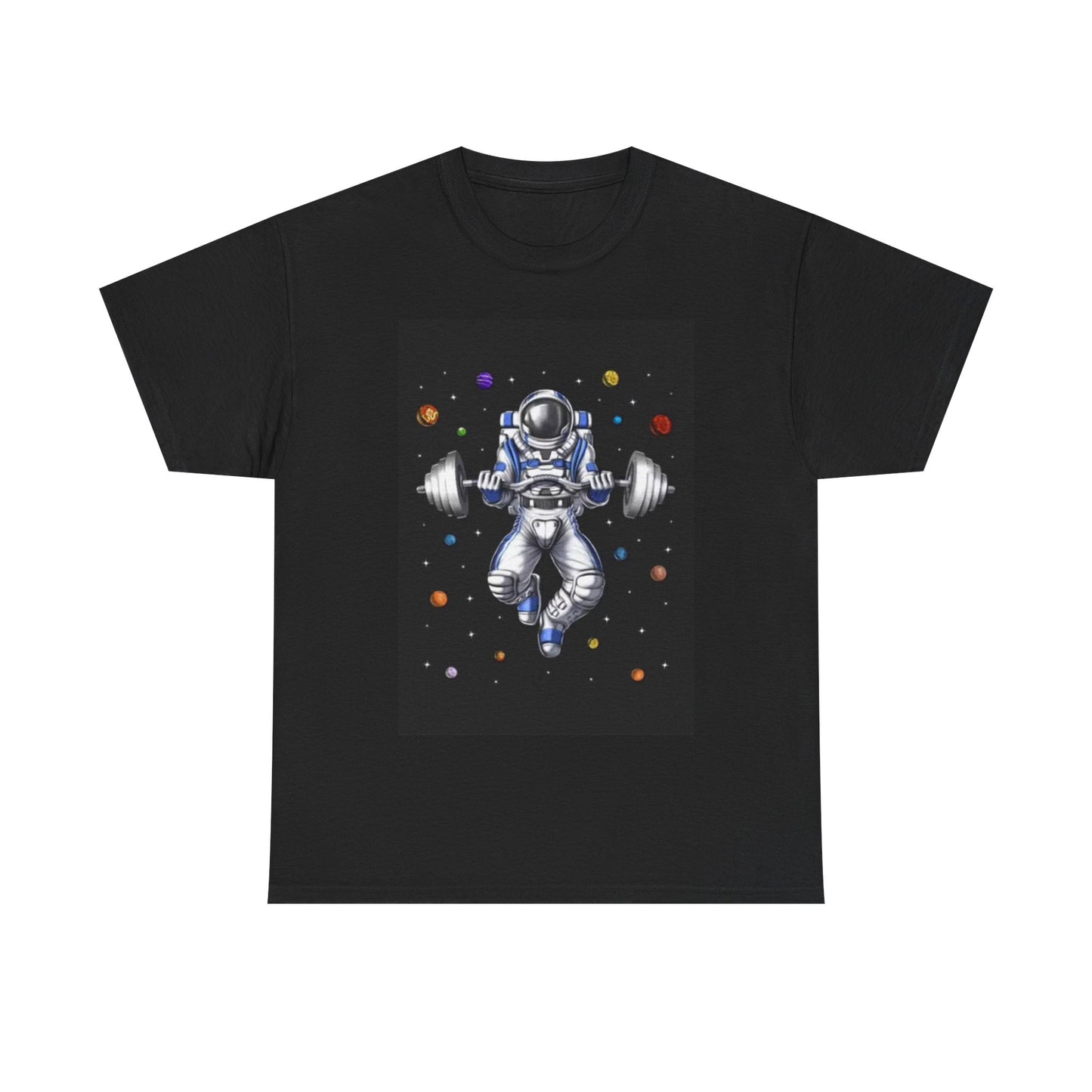 Astronaut Weight Lifting Shirt Funny Space Man Gym Gear Unisex Heavy Cotton Tee