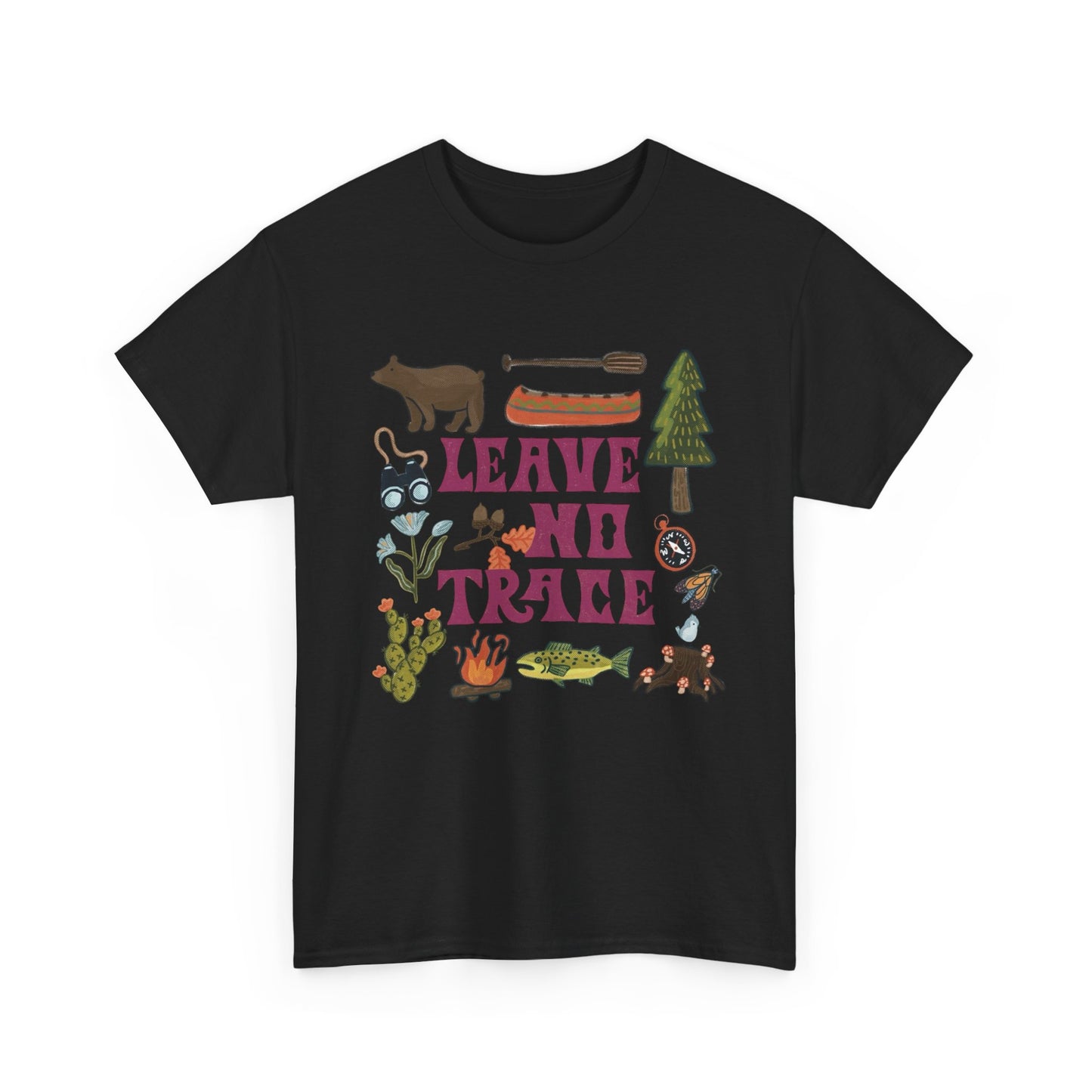 Leave No Trace Camping Retro Graphic T Shirt NEW Adult Tee