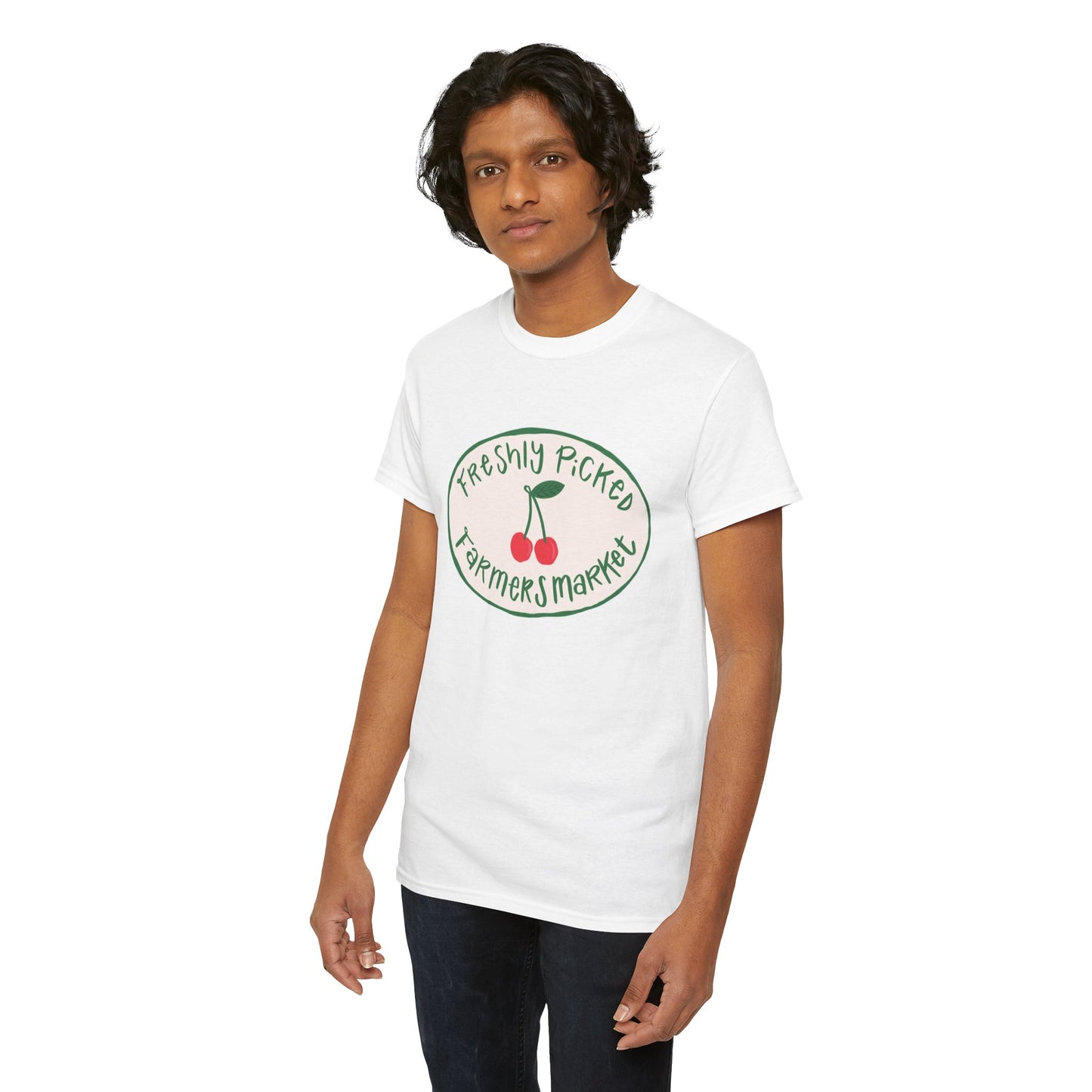 Freshly Picked Farmers Market Graphic T Shirt Retro Men's Heavy Cotton Tee