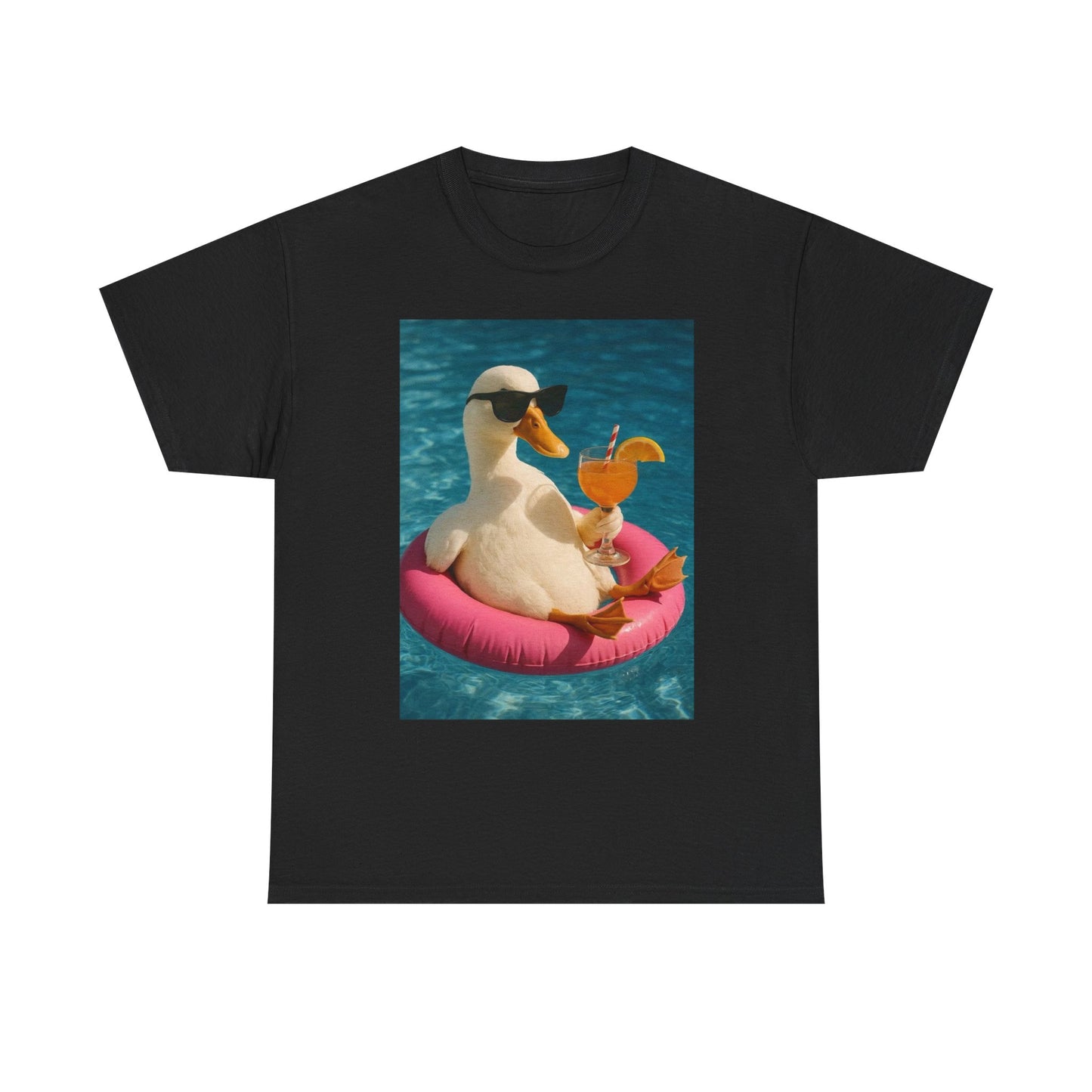 Duck On Vacation Funny Graphic T-Shirt Unisex Heavy Cotton Tee NEW