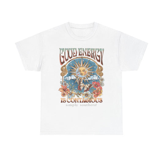 Good Energy Is Contagious Graphic T-Shirt Unisex Heavy Cotton Tee Gift NEW