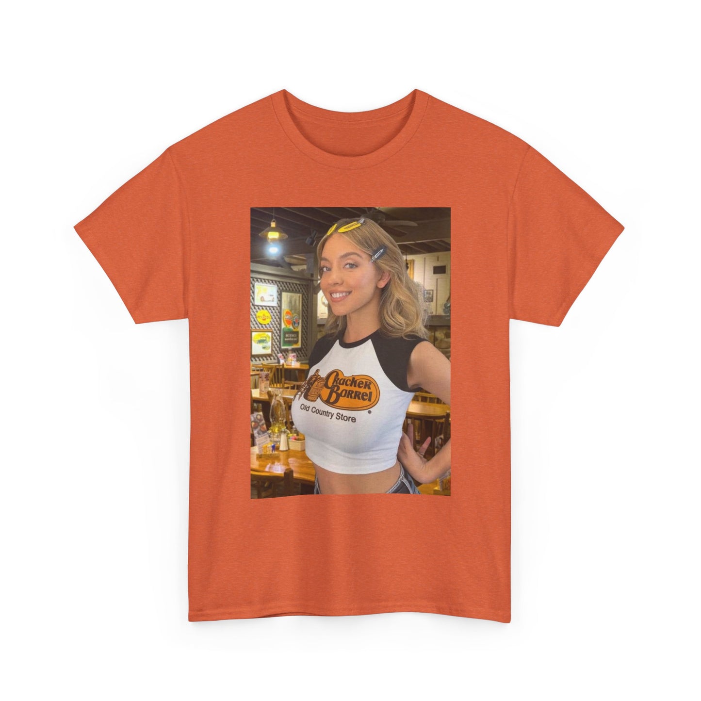 Sydney Sweeney Graphic T Shirt Cracker Barrel Funny Gift Unisex Heavy Cotton Tee