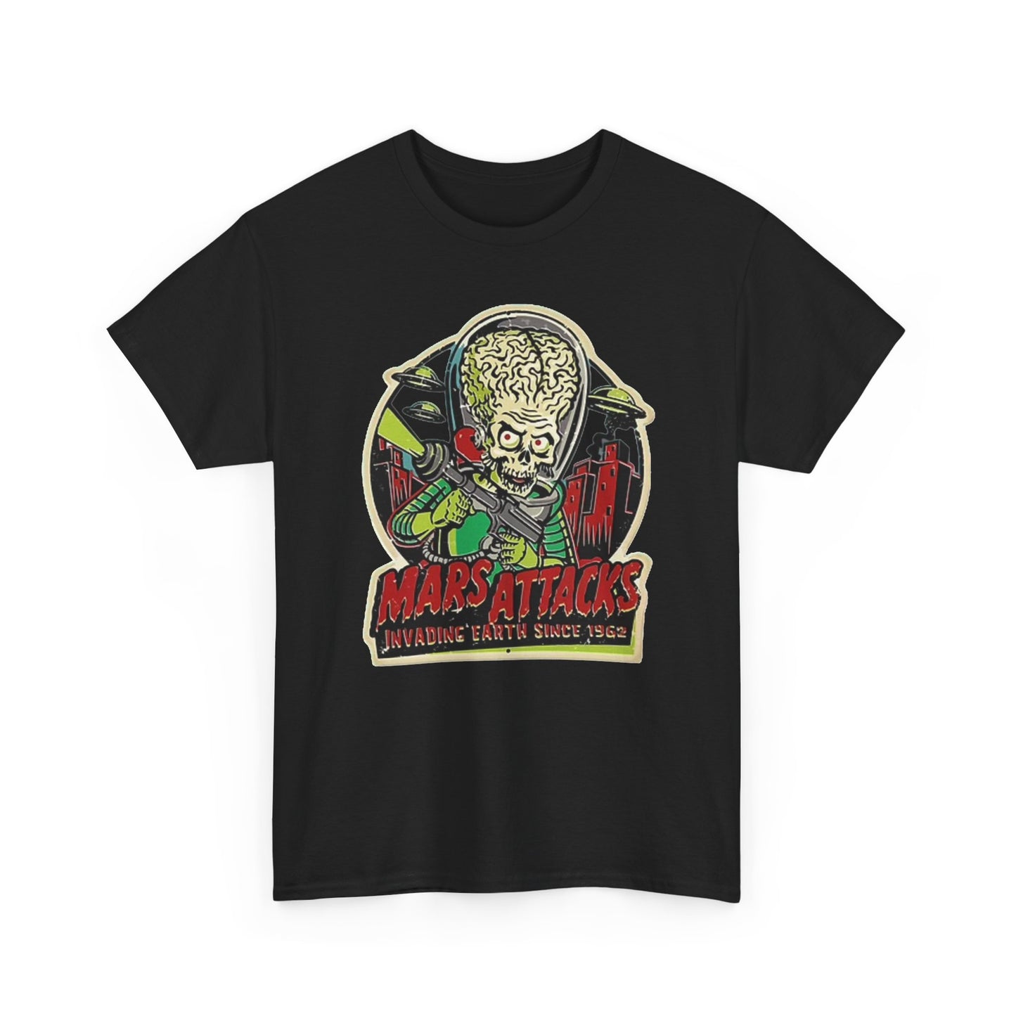 Mars Attacks Graphic T Shirt Aliens Outer Space Unisex Heavy Cotton Tee