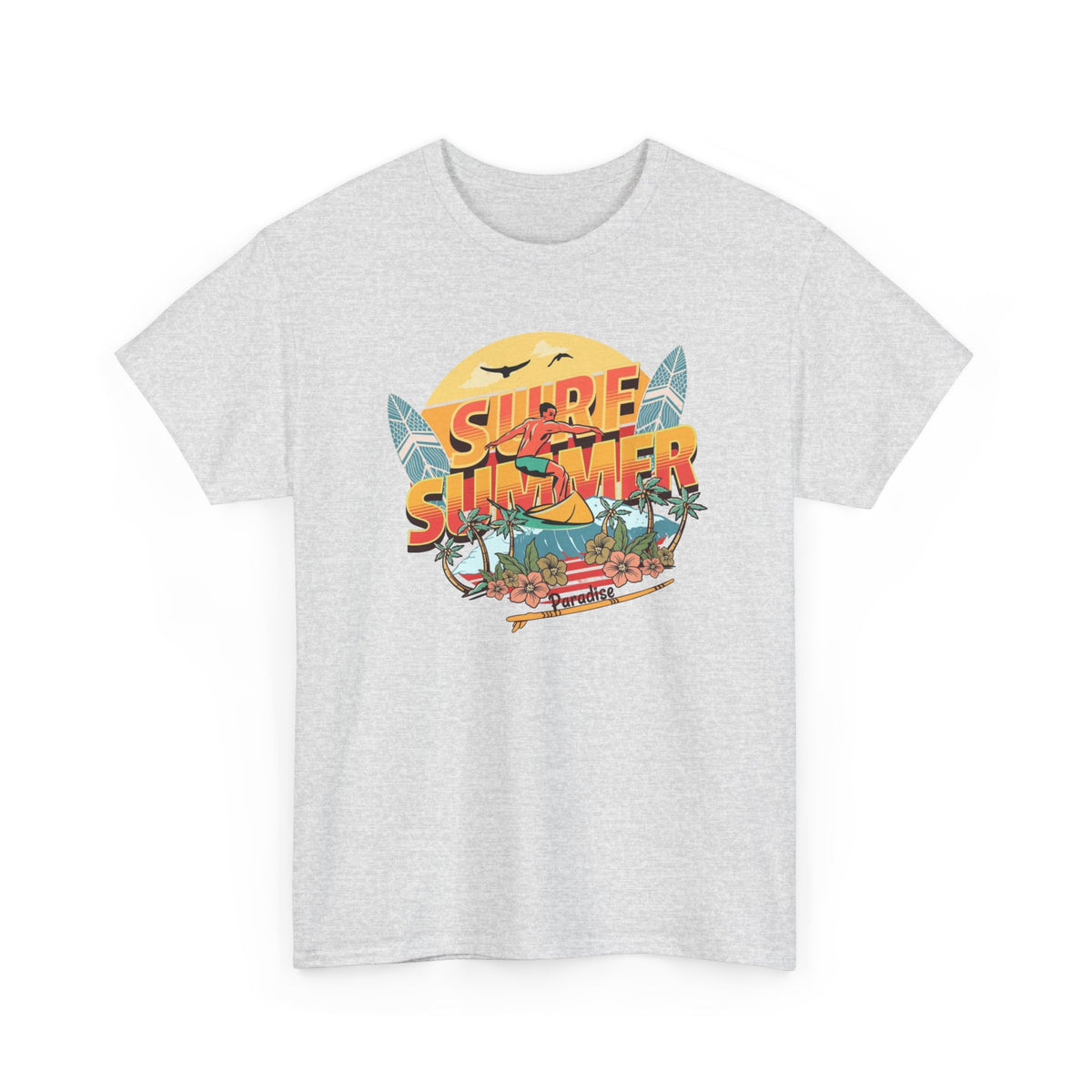 Surfing Summer Graphic T Shirt Men's Beach Heavy Cotton Tee