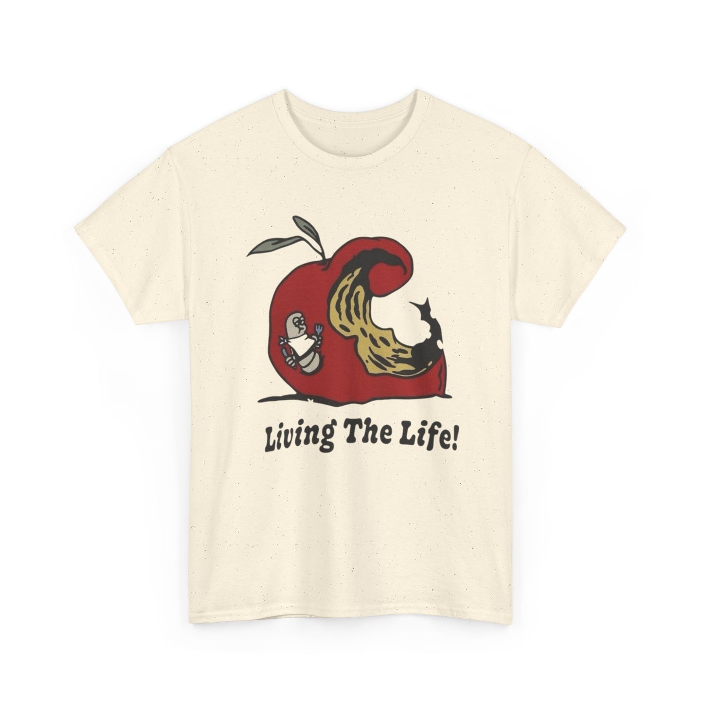 Living The Life Apple Vintage Graphic T Shirt ADULT NEW Heavy Cotton Tee