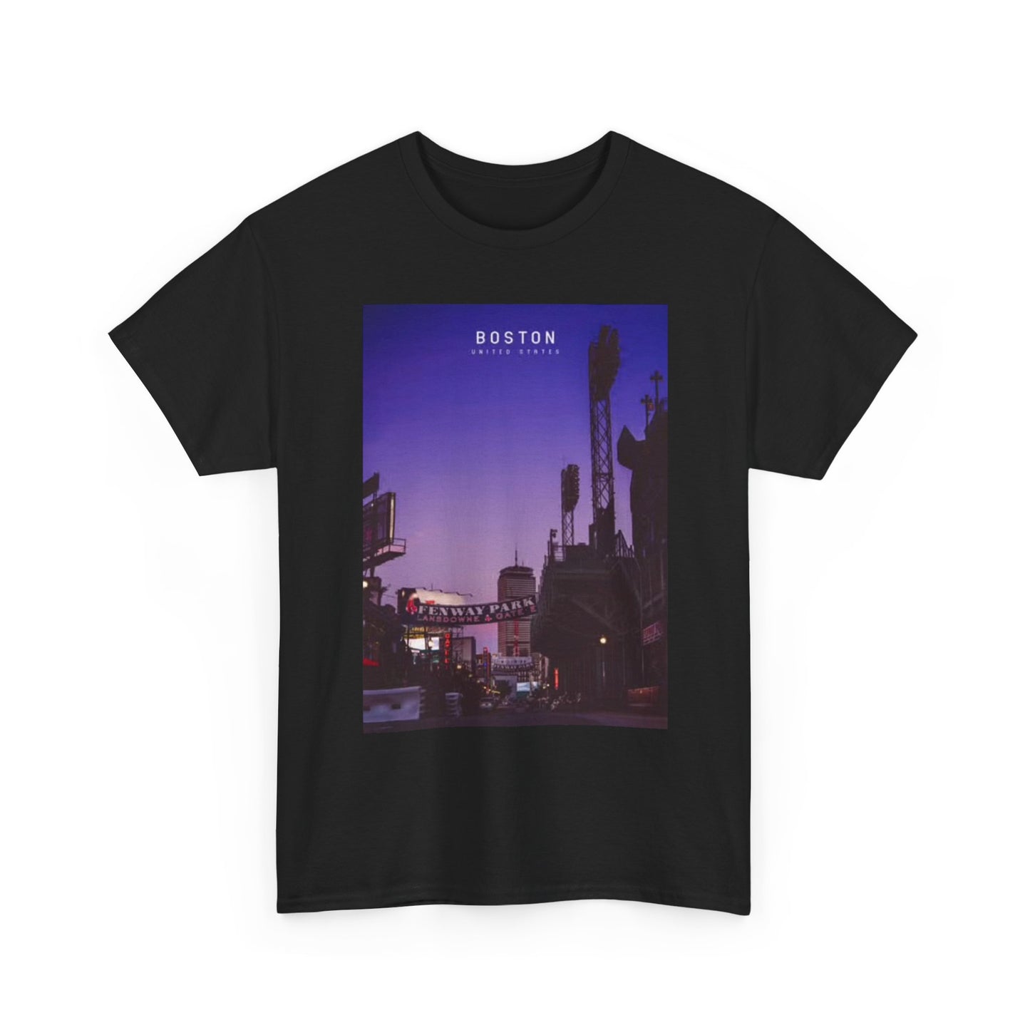 Boston Skyline Graphic T Shirt Retro Summer Nights Unisex Heavy Cotton Tee