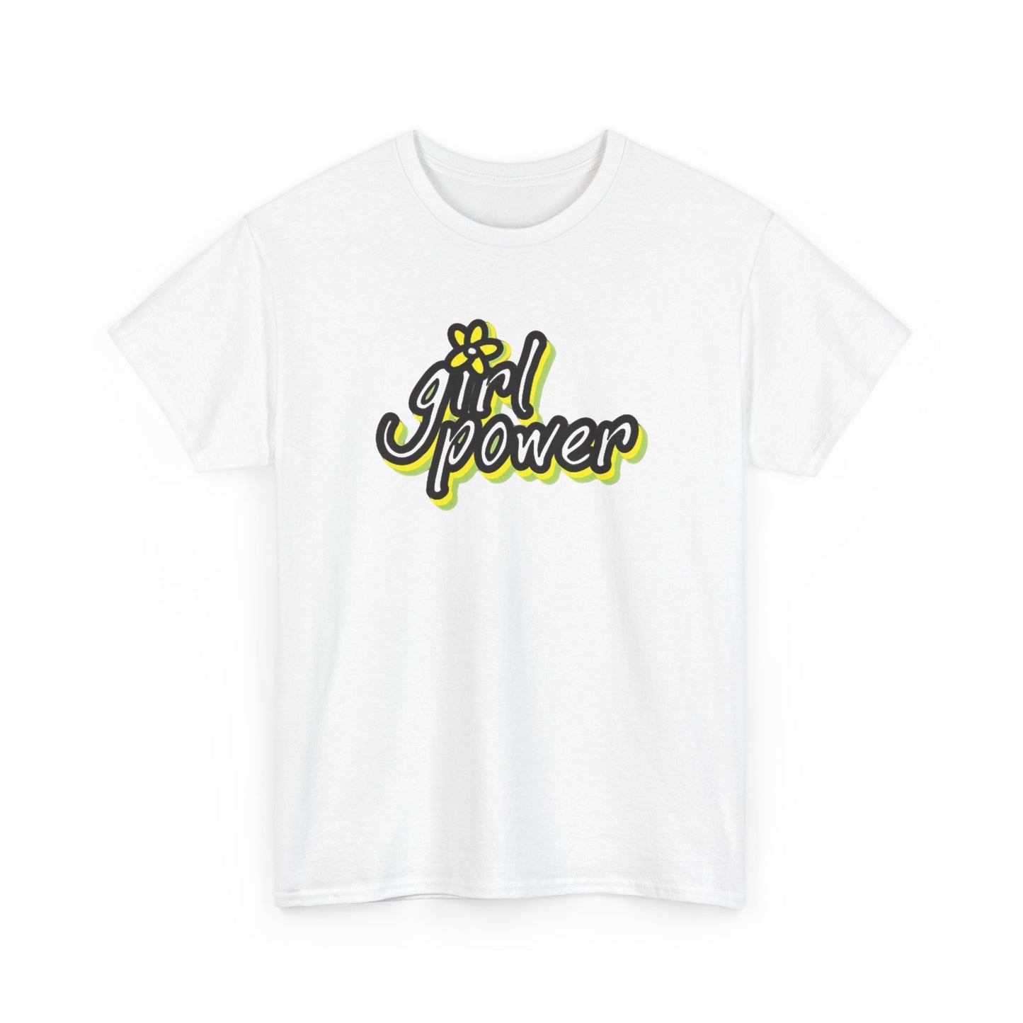 Girl Power Graphic T Shirt Girly Tee Retro Flower Power Unisex Heavy Cotton Tee