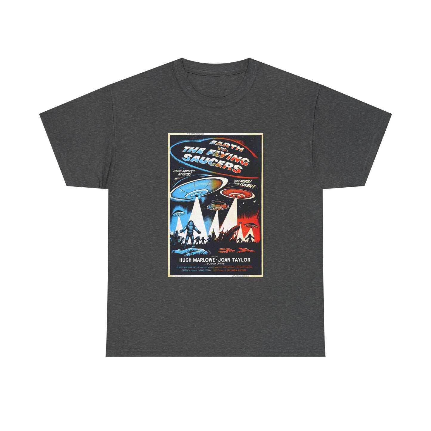 Earth vs Flying Saucers Tshirt Vintage Movie Poster Unisex Heavy Cotton Tee
