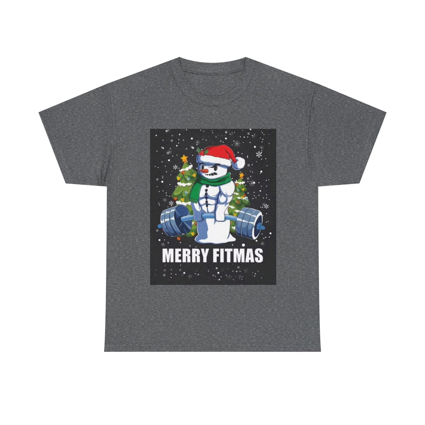 Merry Fitmas Shirt Funny Gym Snowman Christmas Gym Unisex Heavy Cotton Tee