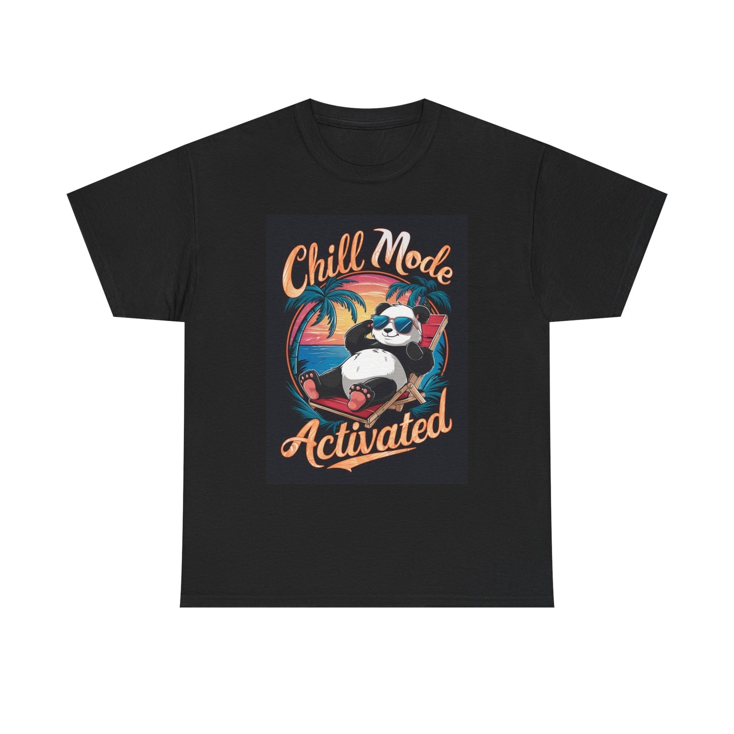 Chill Mode Activated Graphic T Shirt Funny Panda Unisex Heavy Cotton Tee