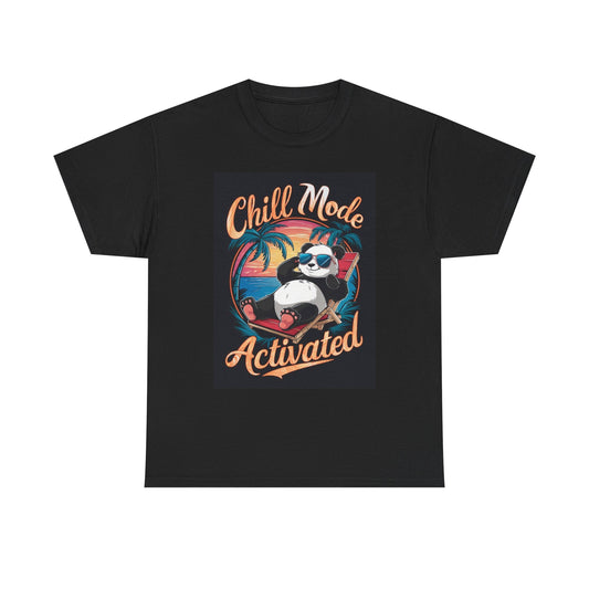 Chill Mode Activated Graphic T Shirt Funny Panda Unisex Heavy Cotton Tee