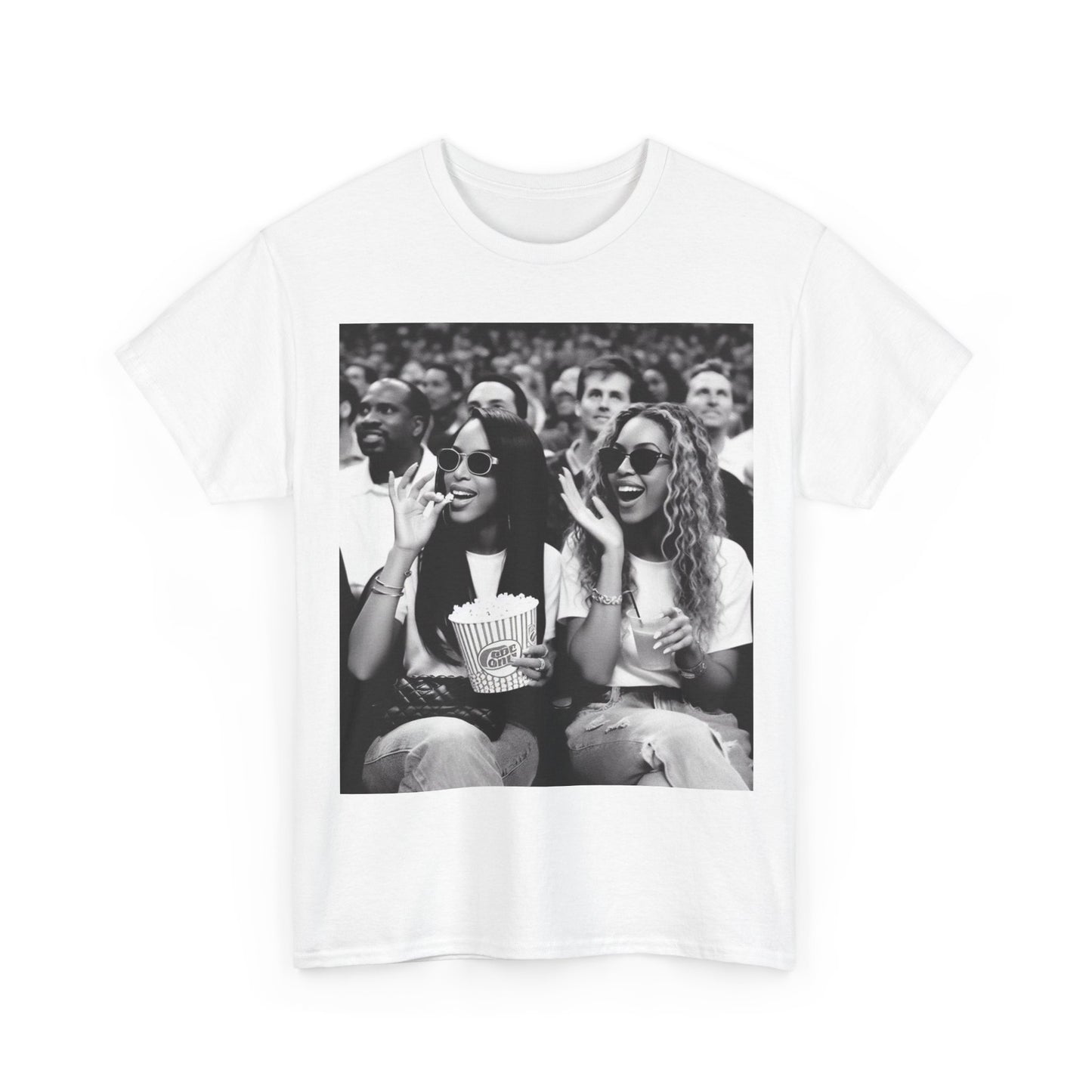 Aaliyah and Beyonce Tshirt Vintage Courtside Photo Tour Unisex Heavy Cotton Tee