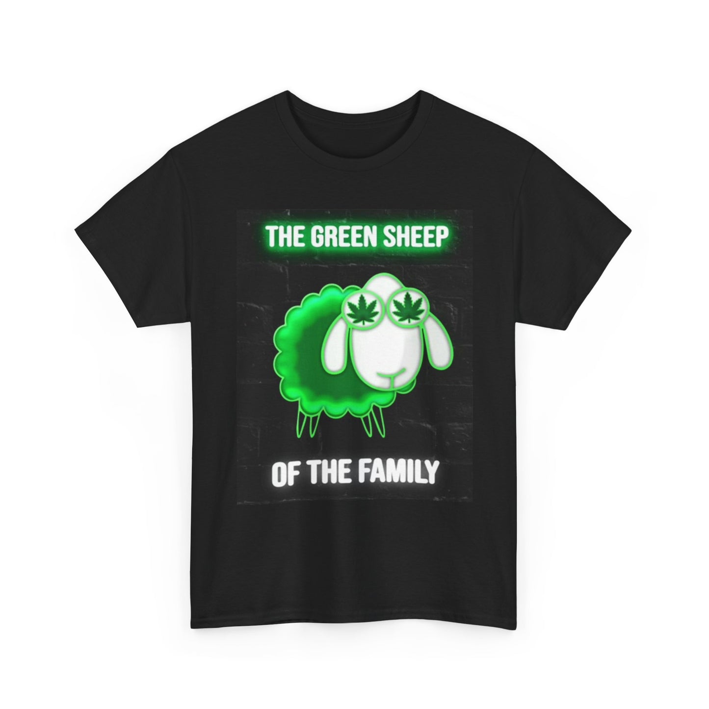 Green Sheep Graphic T Shirt Funny Jokes WEED Unisex Heavy Cotton Tee