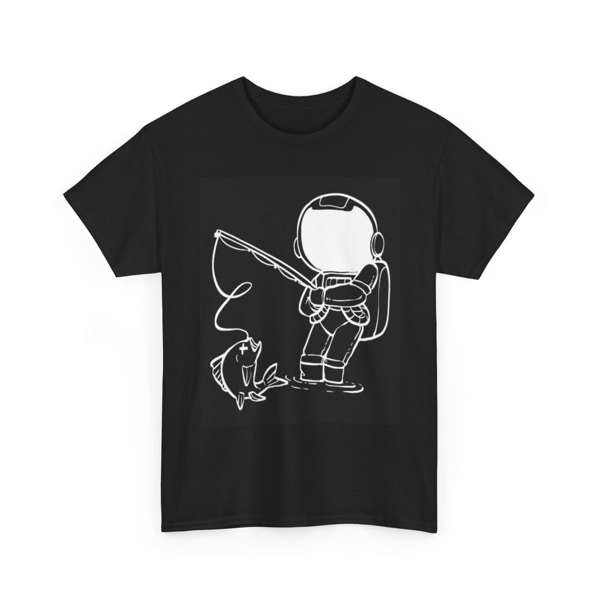 Astronaut Fishing In Space T Shirt Vintage Retro Unisex Heavy Cotton Tee