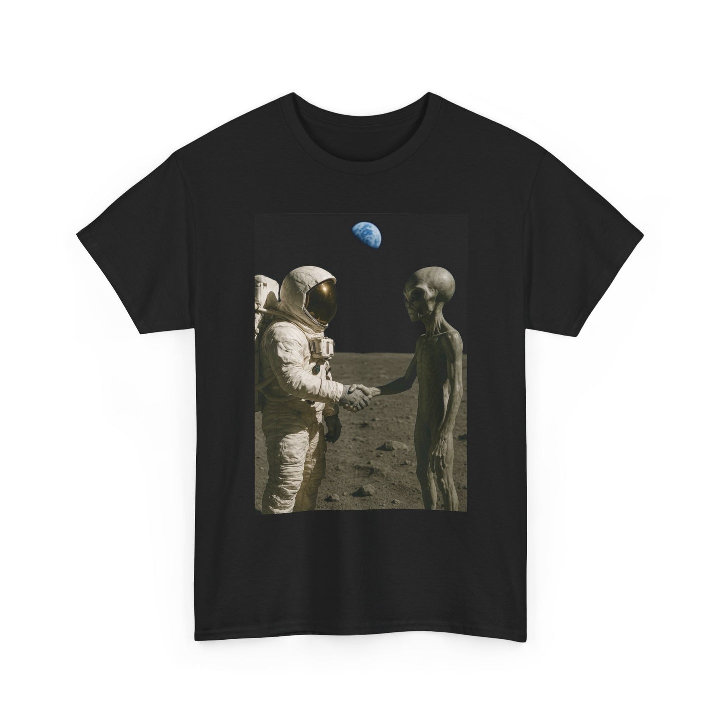 Space Man And Aliens Graphic T Shirt NEW Adult Unisex Heavy Cotton Tee