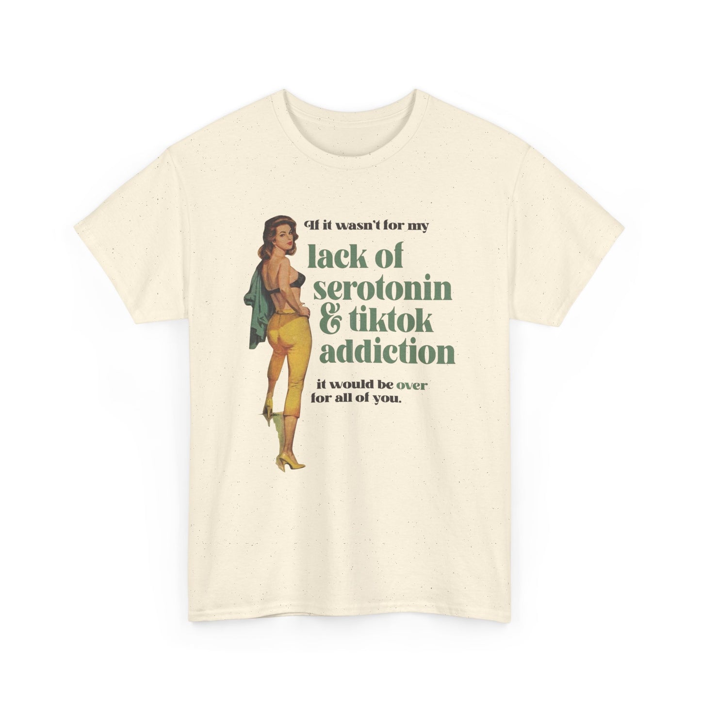Lack Of Serotonin And Tik Tok Addiction Graphic T-Shirt Women's Comfy Cotton Tee