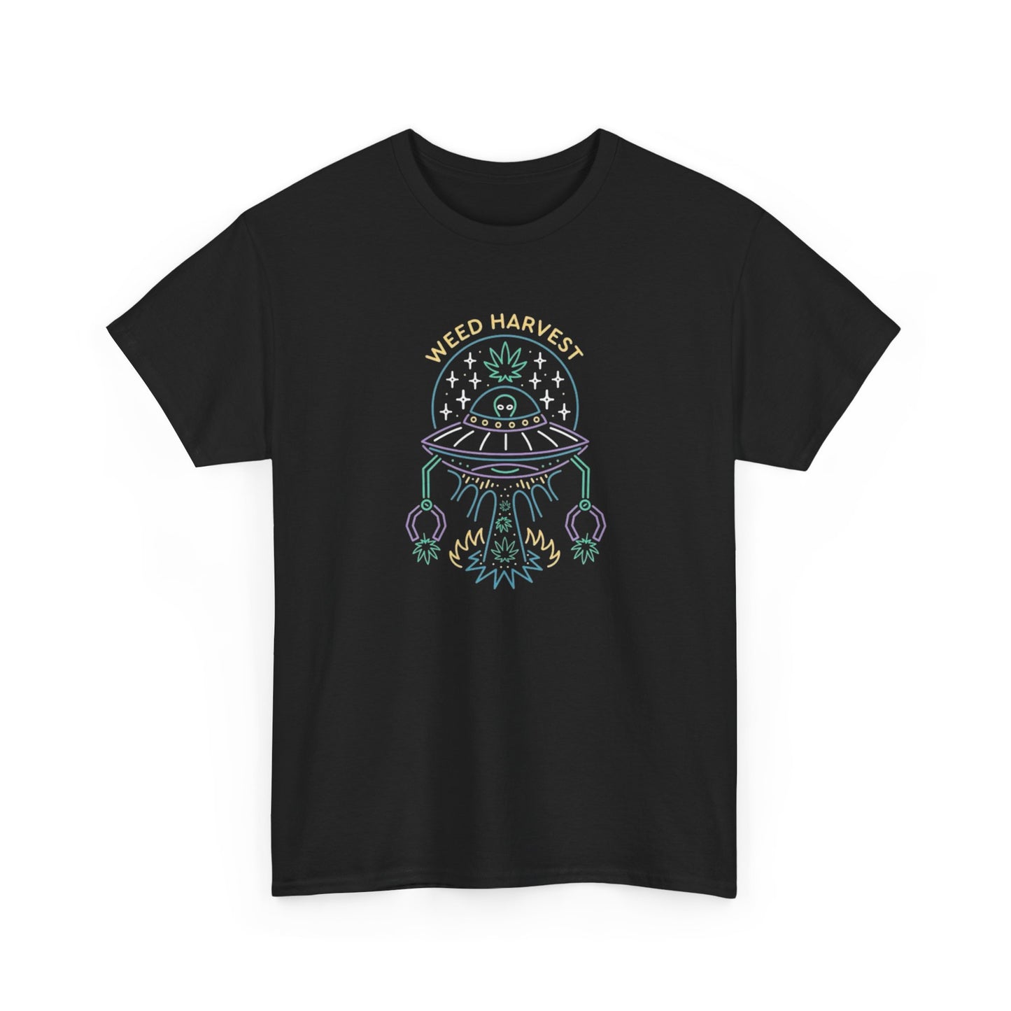 Weed Harvest Aliens Funny Graphic T Shirt NEW S-5XL Unisex Heavy Cotton Tee