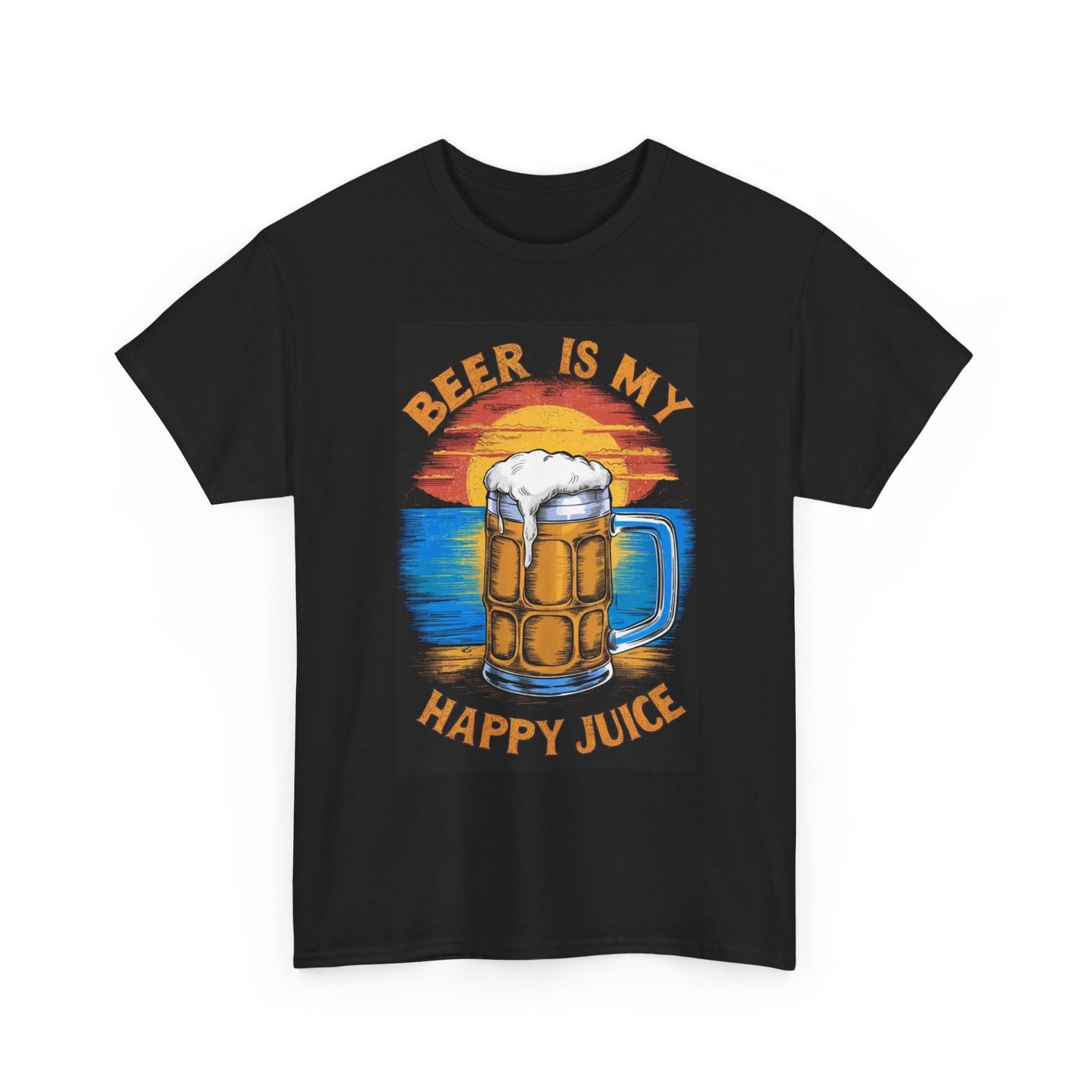 Beer Is My Happy Juice Graphic T Shirt Funny Unisex Heavy Cotton Tee