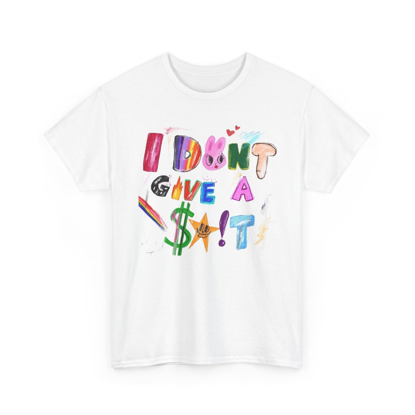 I Dont Care Funny Drawing Graphic T-Shirt Unisex Heavy Cotton Tee