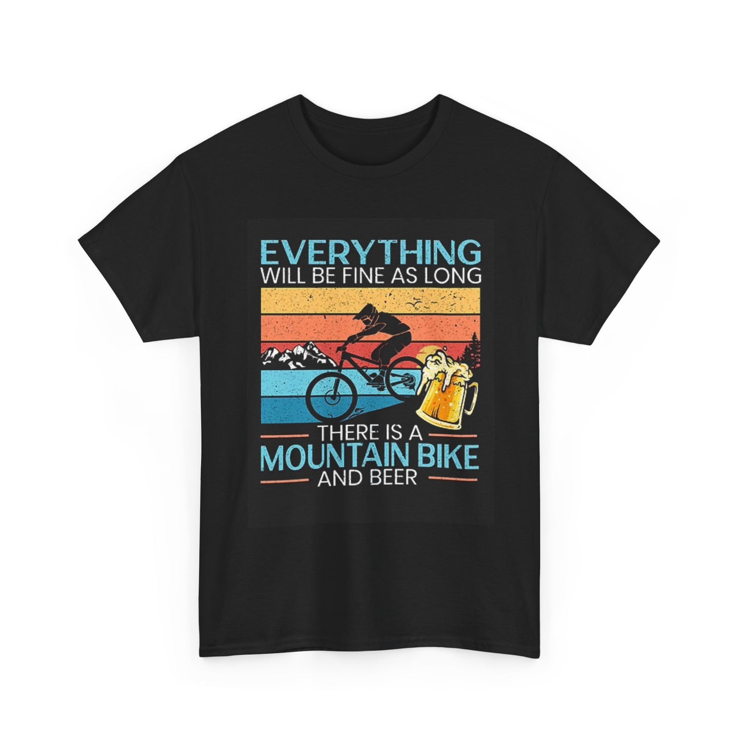 Mountain Bike And beer Graphic T Shirt Funny Outdoors Unisex Heavy Cotton Tee