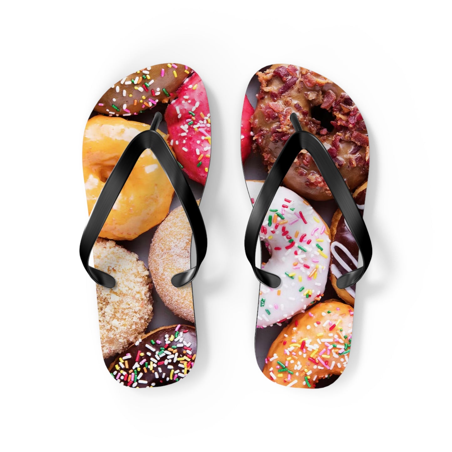 Donuts Funny Summer Sandals, Beach Shoes, Vacation Flip Flops, Pool Slides