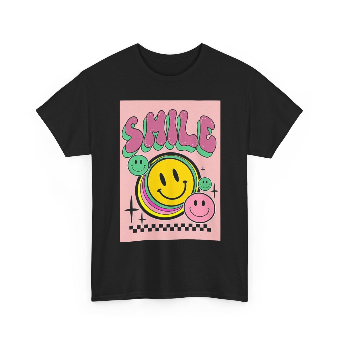 Smile Graphic T Shirt Retro Smiley Face ART Unisex Heavy Cotton Tee