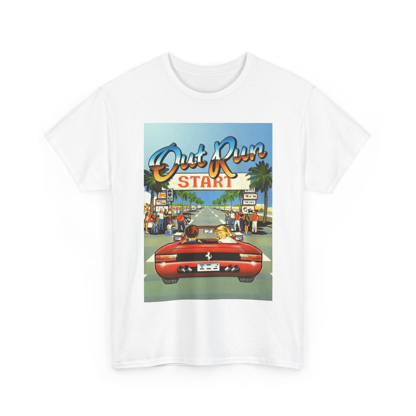 Out Run Video Game Tshirt Vintage Ps2 Retro Gaming Gamer Unisex Heavy Cotton Tee