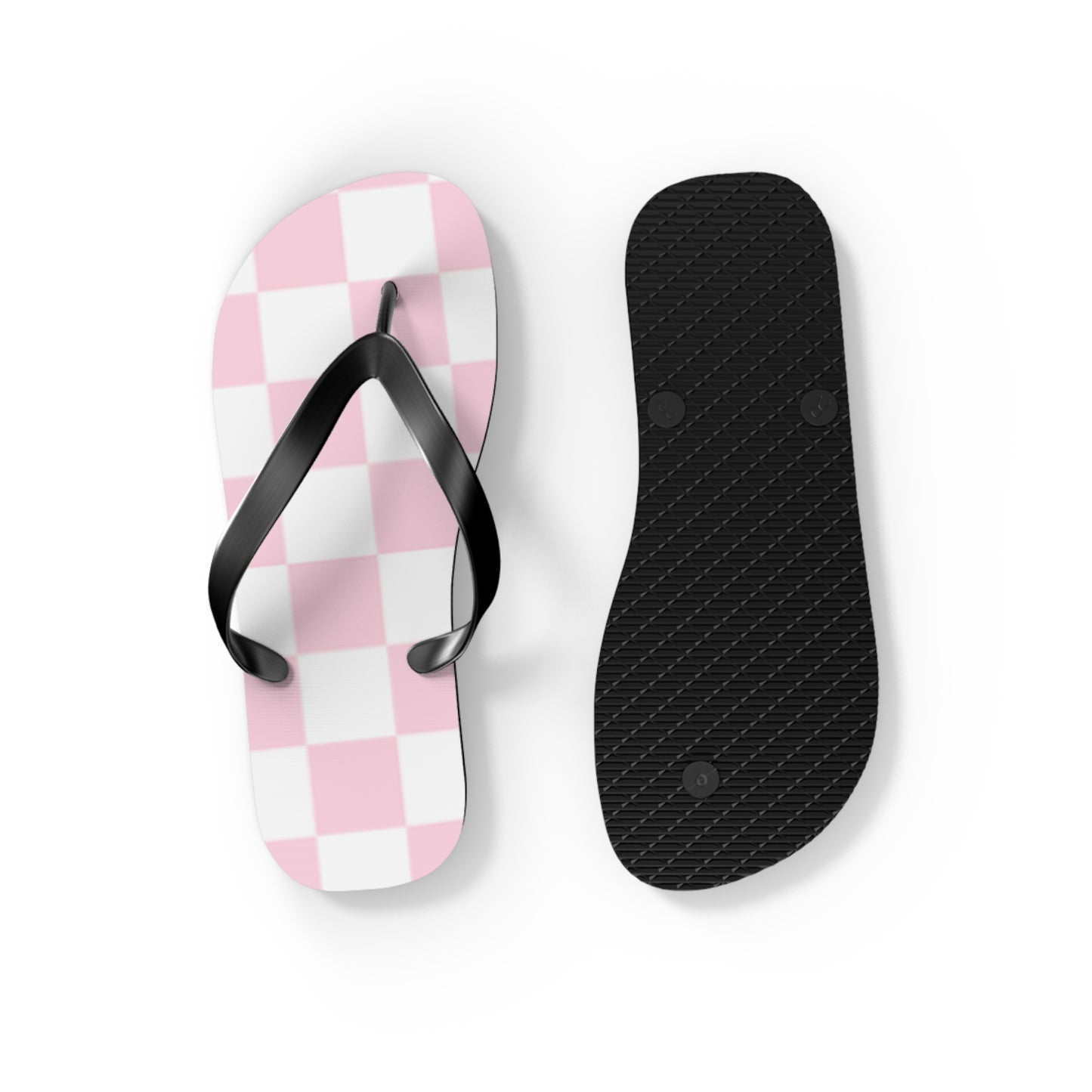 Pink Checkered Sandals, Beach Shoes, Vacation Flip Flops, Pool Slides