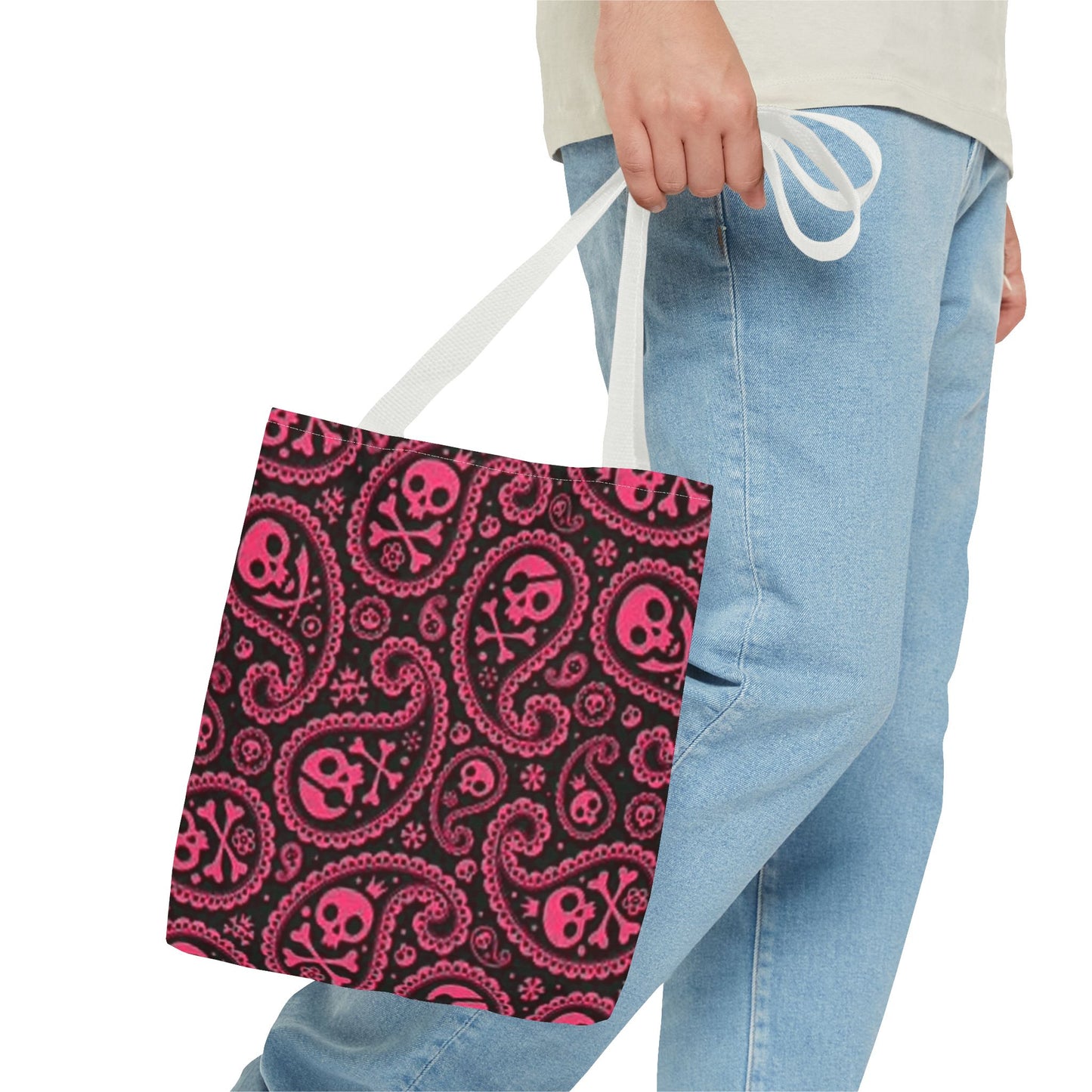 Pink Paisley Skulls Multi Color BRAND NEW MODERN Tote Bag (AOP)