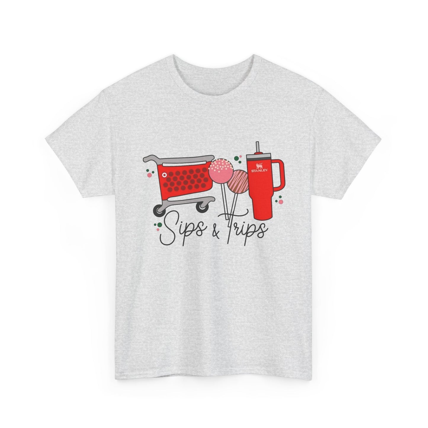 Sips And Trips Shopping Target Run Graphic T Shirt NEW Unisex Heavy Cotton Tee